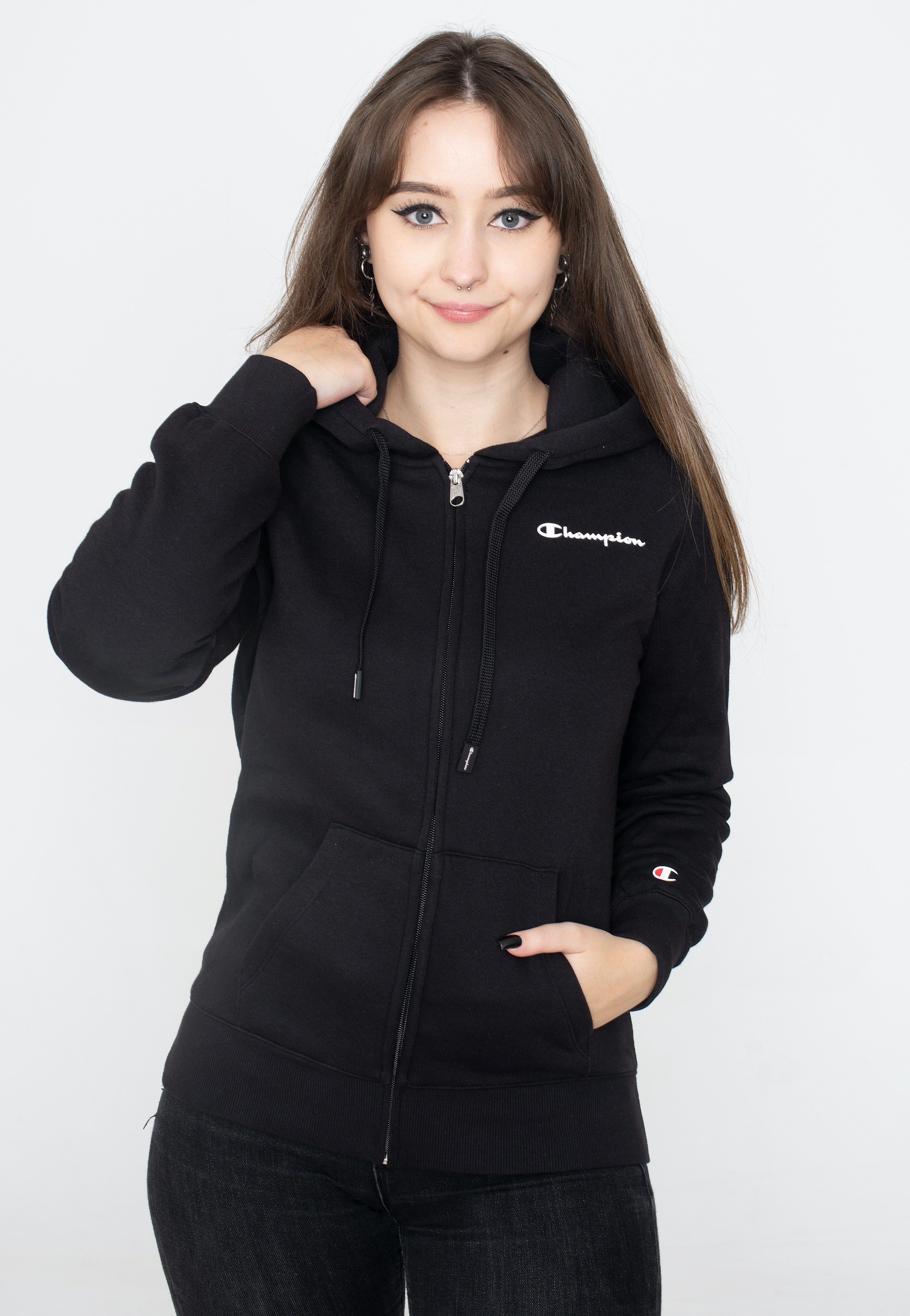 Champion - Hooded Full Zip Black Beauty - Zipper | Women-Image