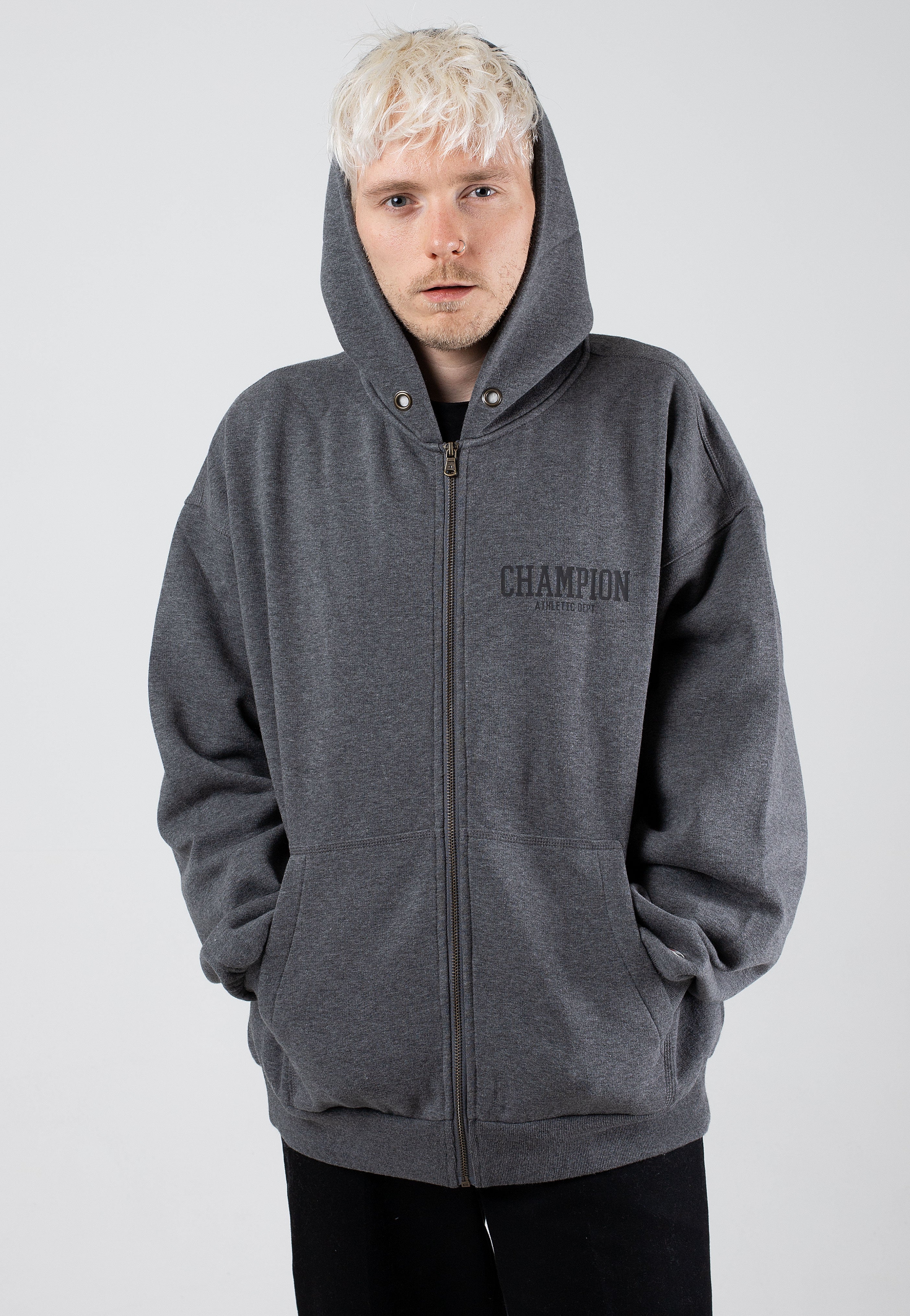 Champion - Hooded Full Zip Gray Melange/Light - Zipper | Men-Image