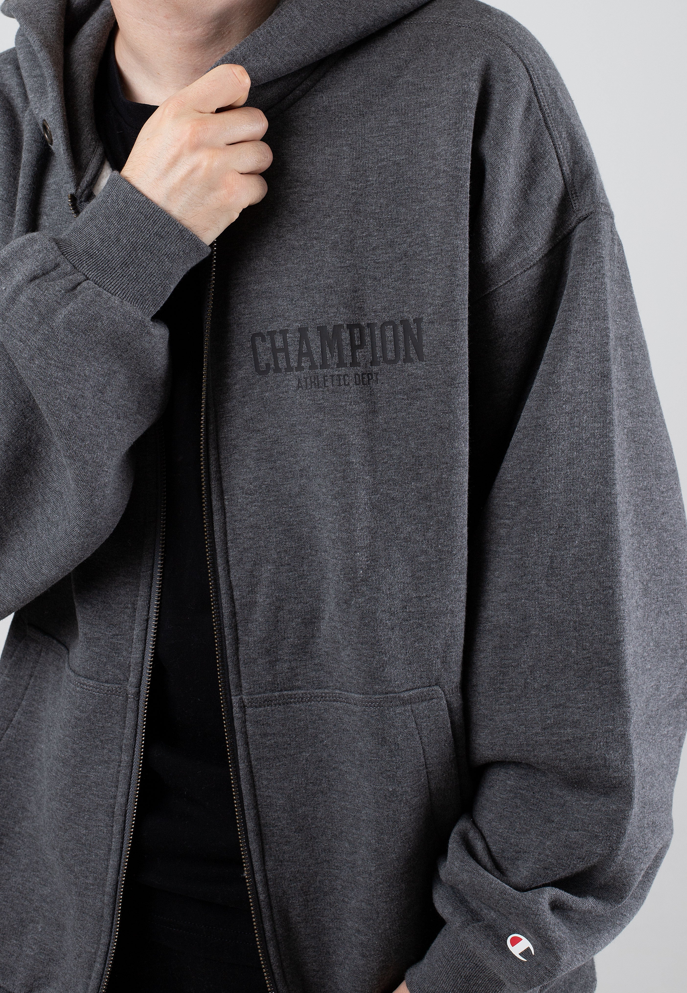 Champion - Hooded Full Zip Gray Melange/Light - Zipper | Men-Image