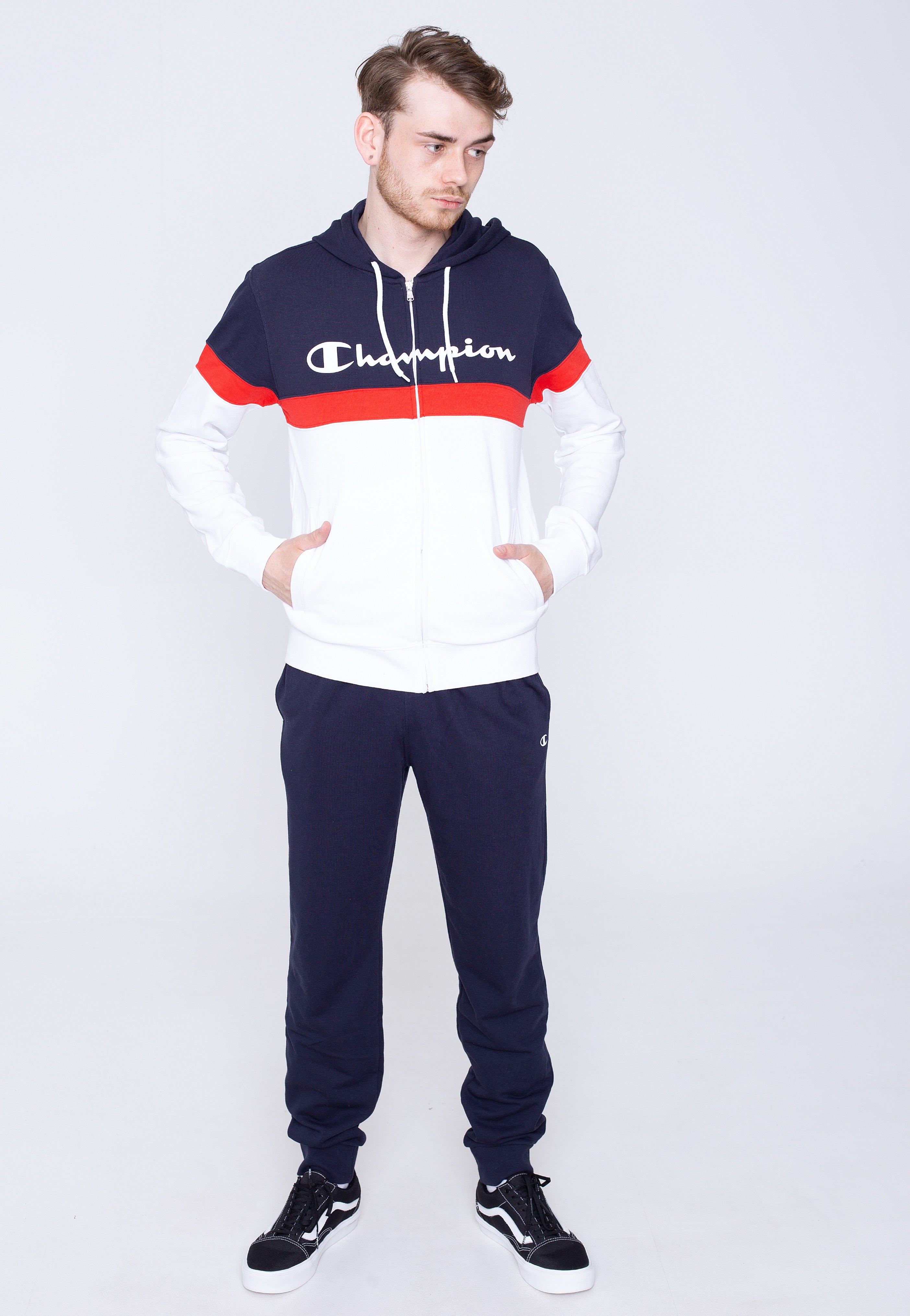 Champion - Hooded Full Zip WHT/NNY/NNY/HRR - Tracksuit | Men-Image