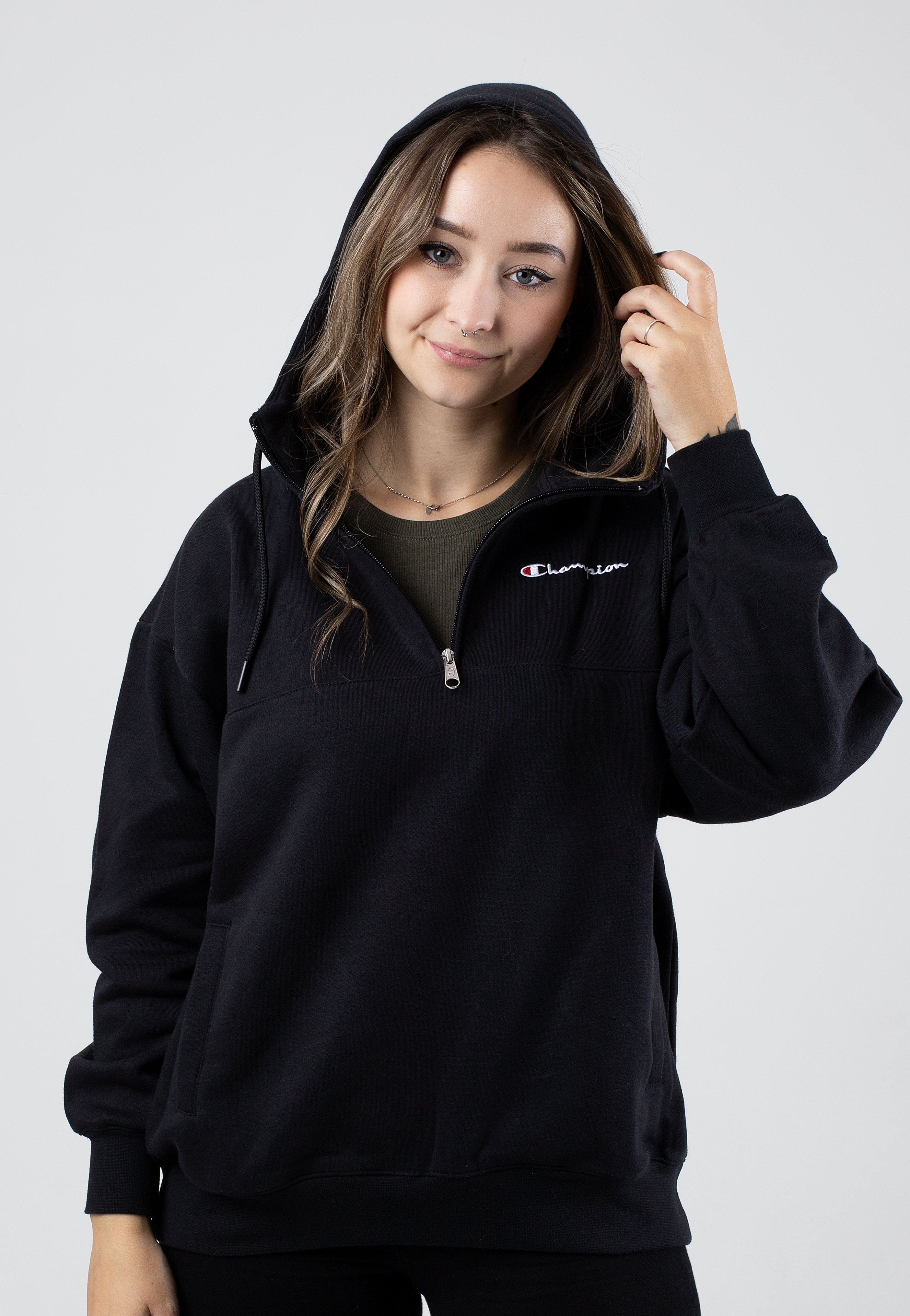 Champion - Hooded Half Zip Black Beauty - Hoodie | Women-Image