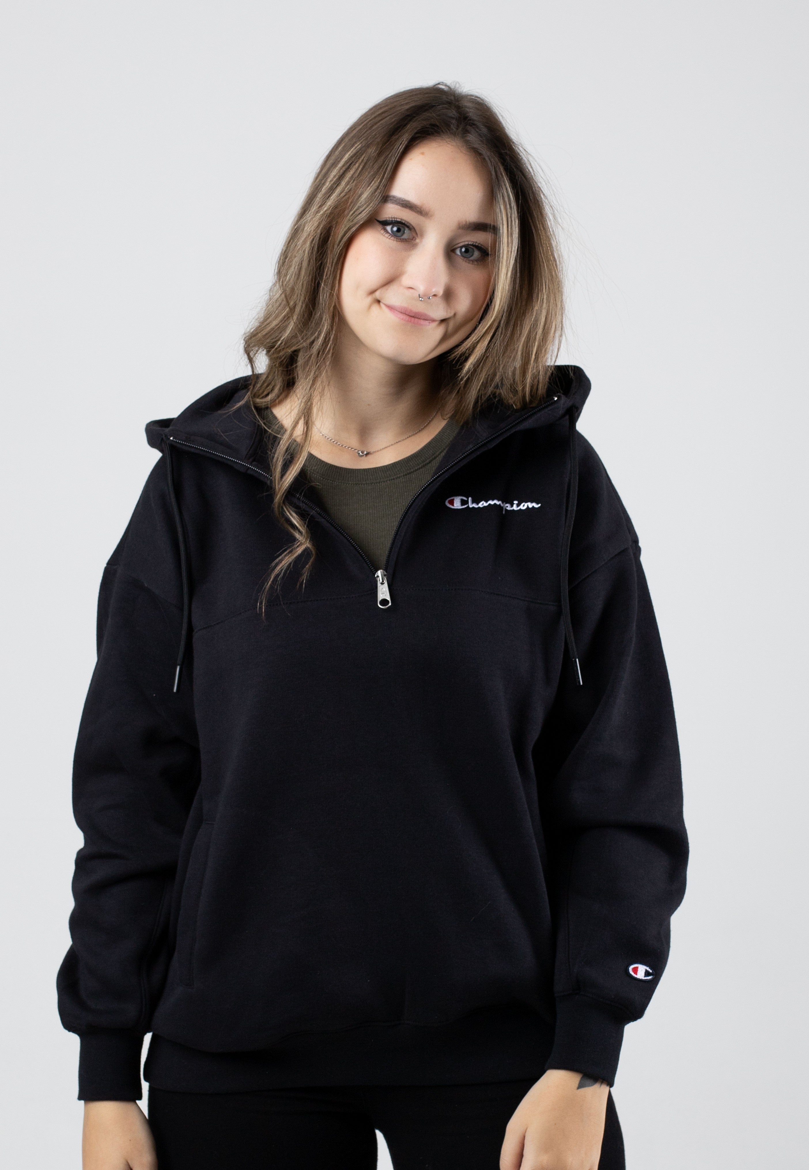 Champion - Hooded Half Zip Black Beauty - Hoodie | Women-Image