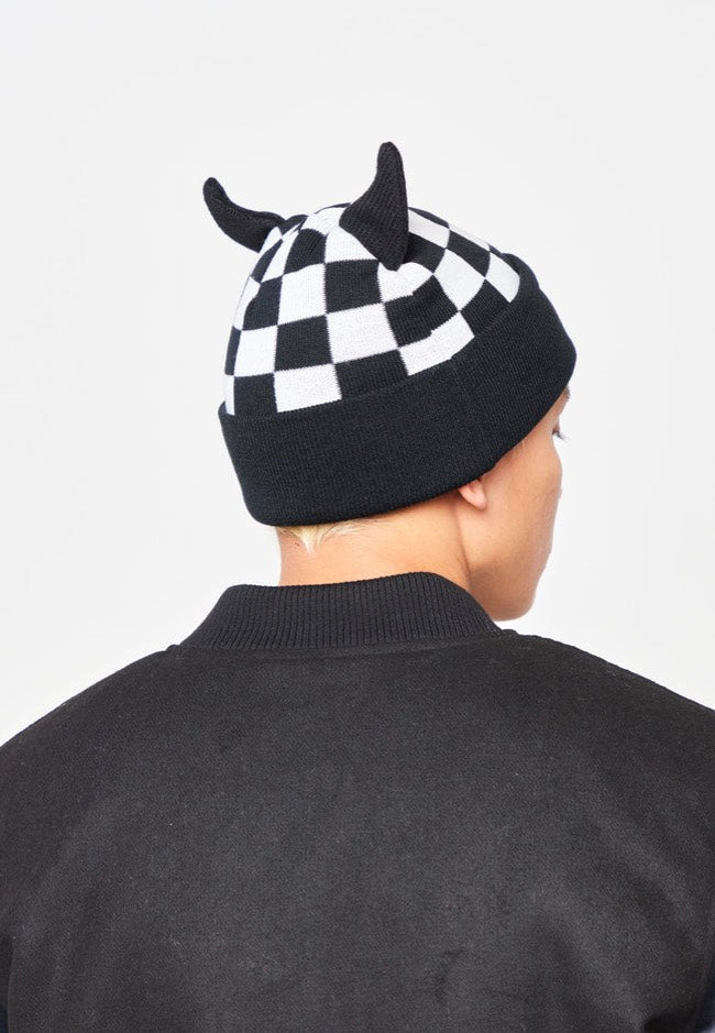 Broken Promises - Checkered Devil Horn Black/White - Beanie | Neutral-Image