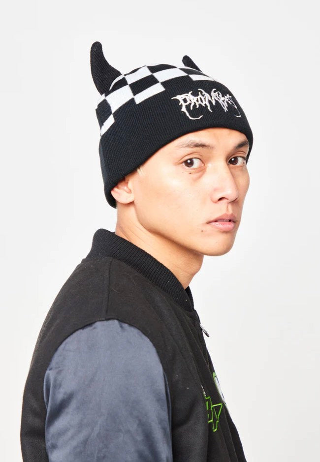 Broken Promises - Checkered Devil Horn Black/White - Beanie | Neutral-Image