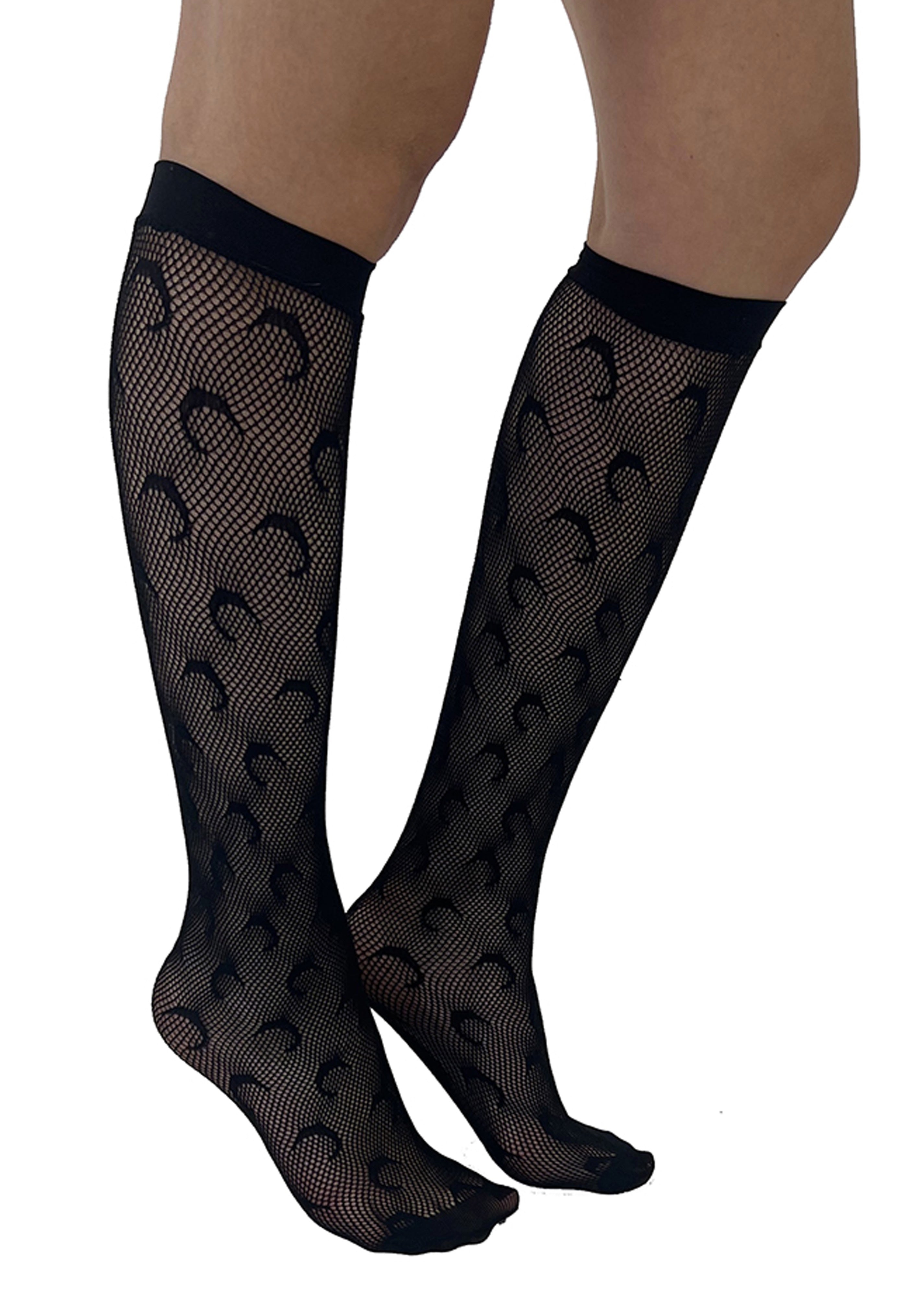 Pamela Mann - Crescent Moon Net Knee Black - Socks | Neutral-Image