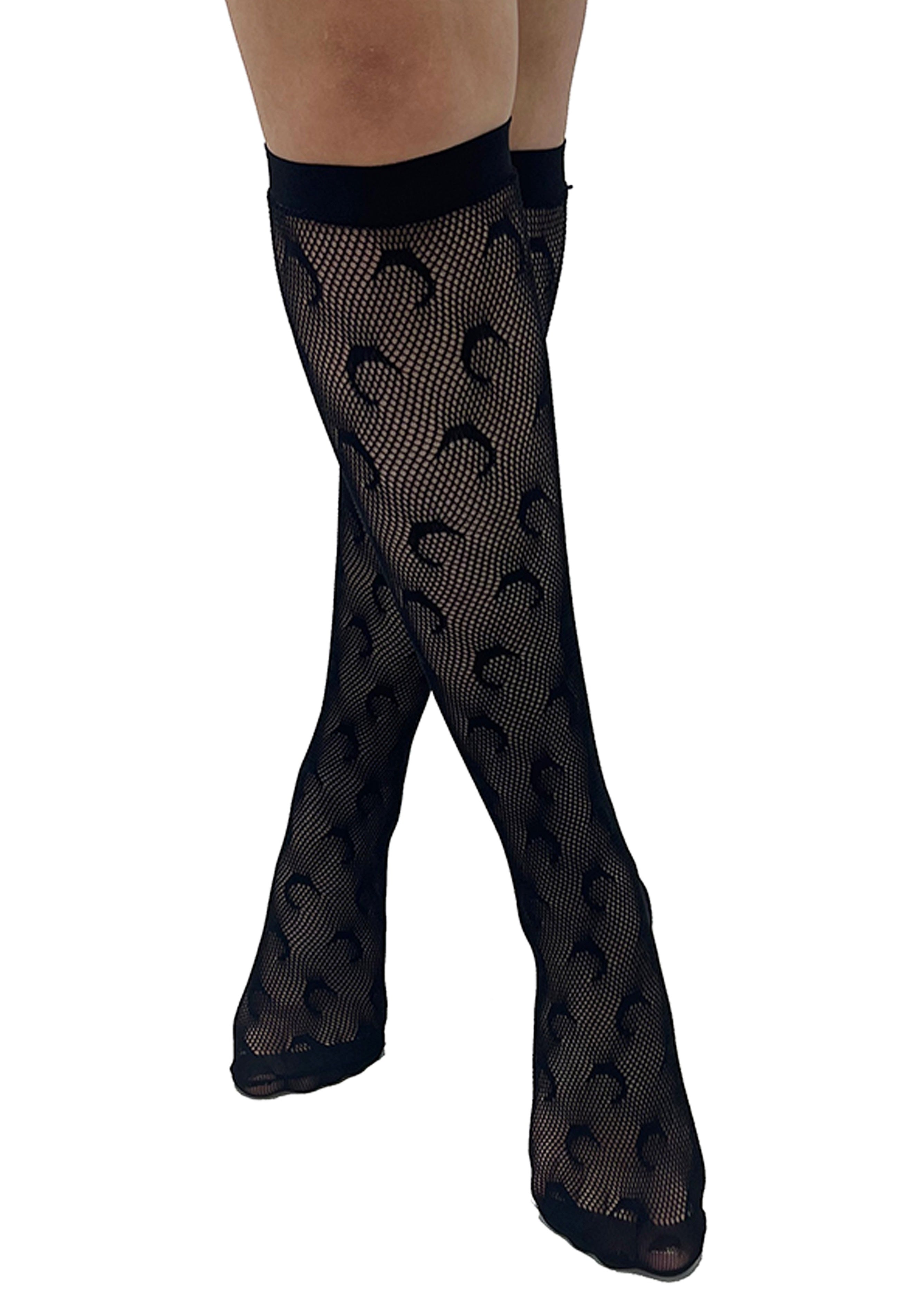 Pamela Mann - Crescent Moon Net Knee Black - Socks | Neutral-Image