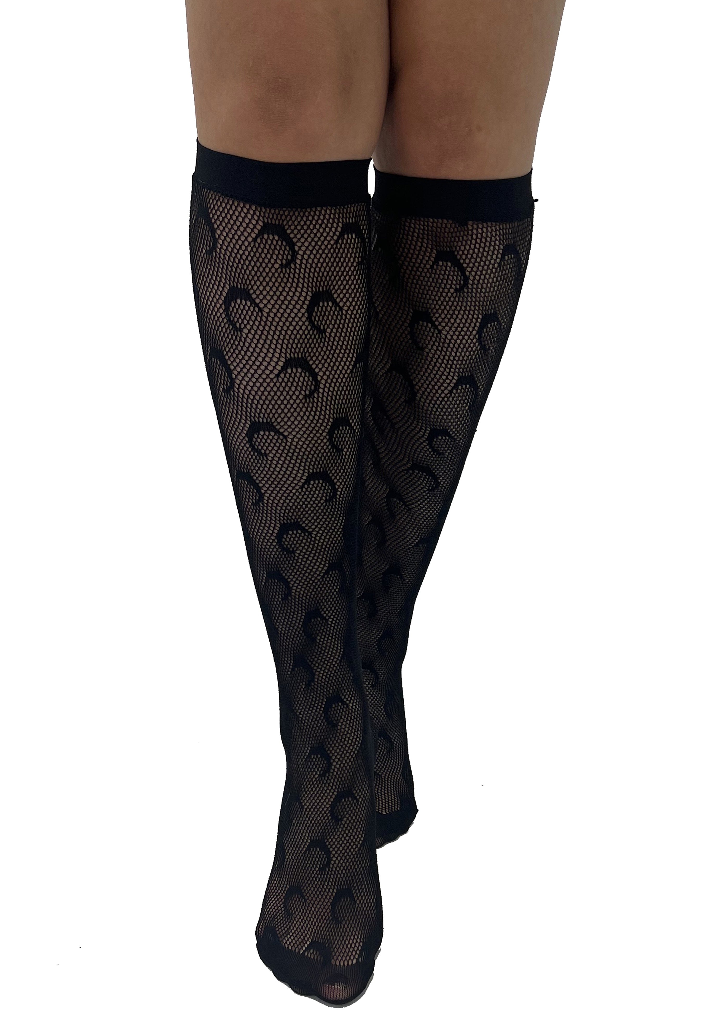 Pamela Mann - Crescent Moon Net Knee Black - Socks | Neutral-Image