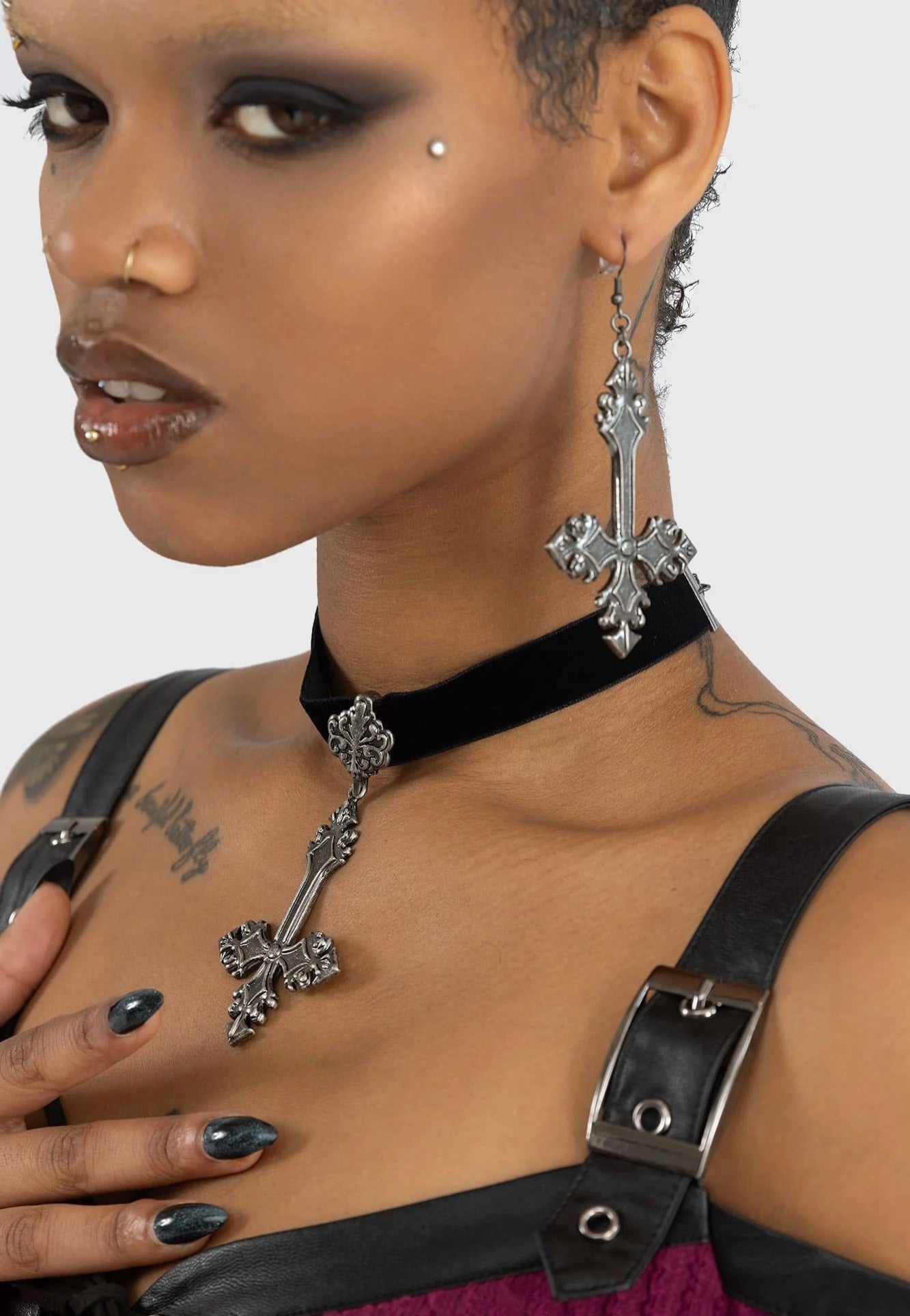 Killstar - Crossed Fates Silver - Earrings | Neutral-Image