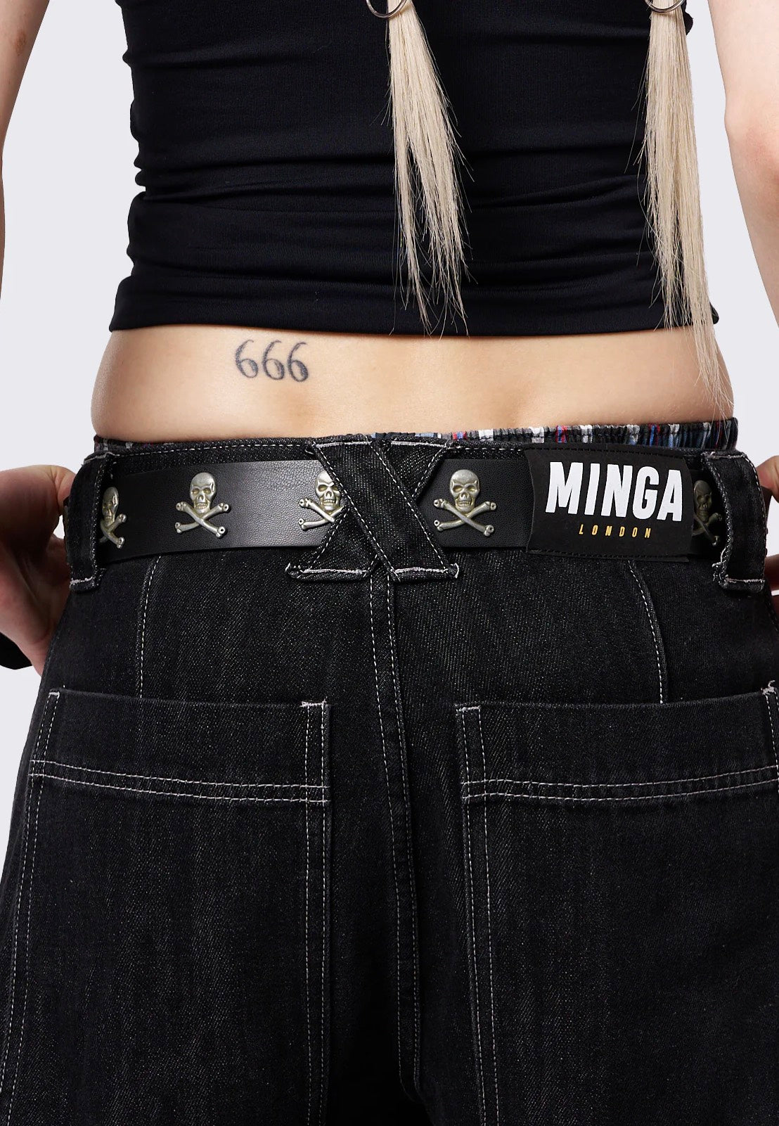 Minga London - Cryptic Skull Black Buckle - Belt | Neutral-Image