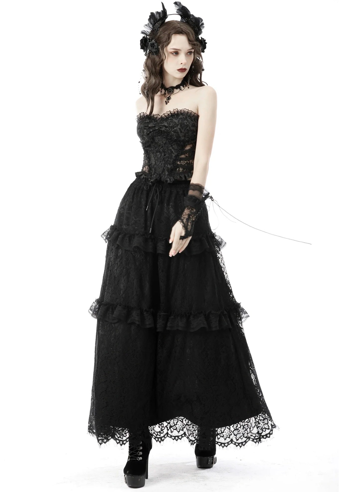 Dark In Love - Gothic Hollow Out Sexy Jacquard Black - Corset | Women-Image