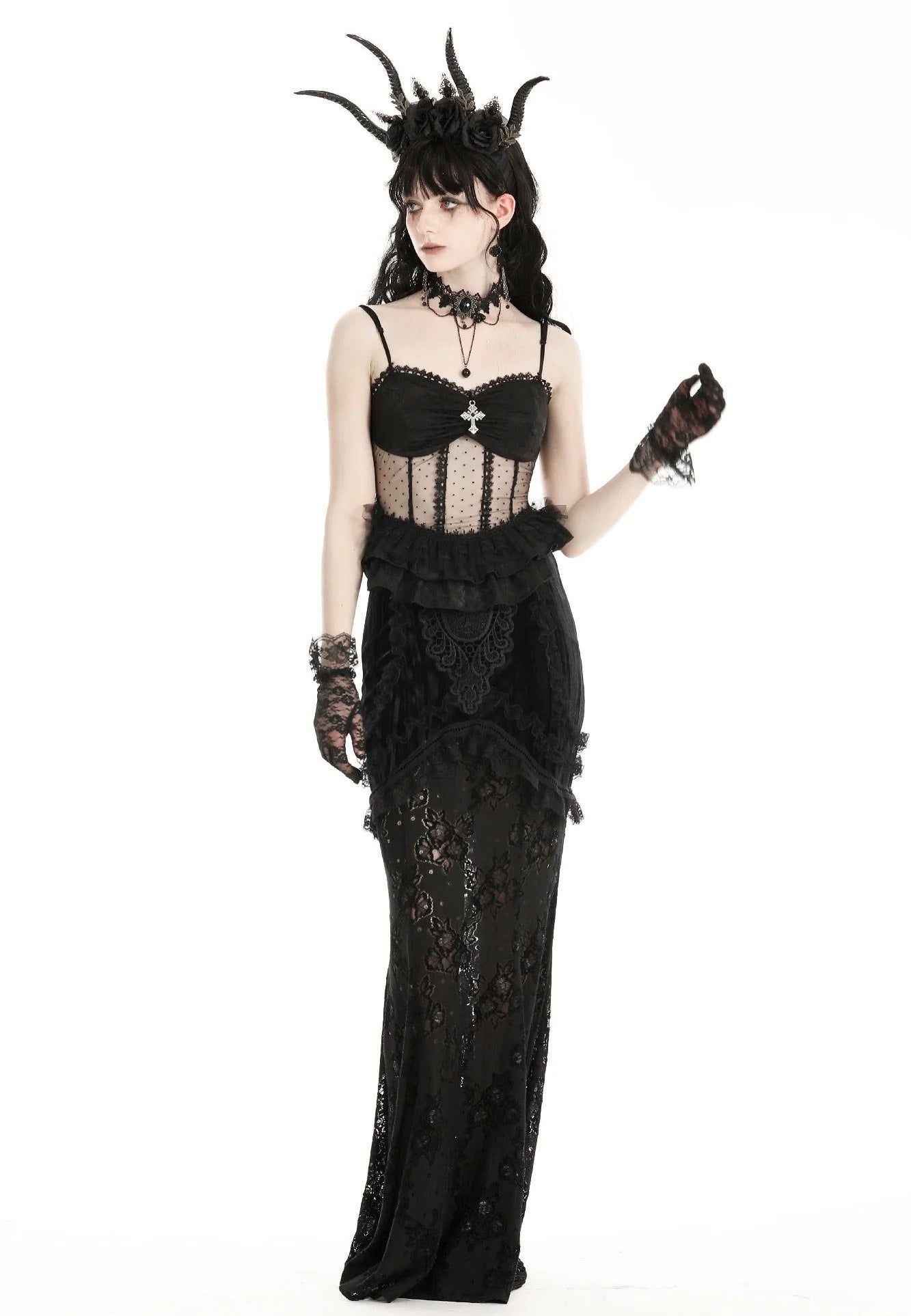 Dark In Love - Gothic Lace See Through Black - Top | Women-Image