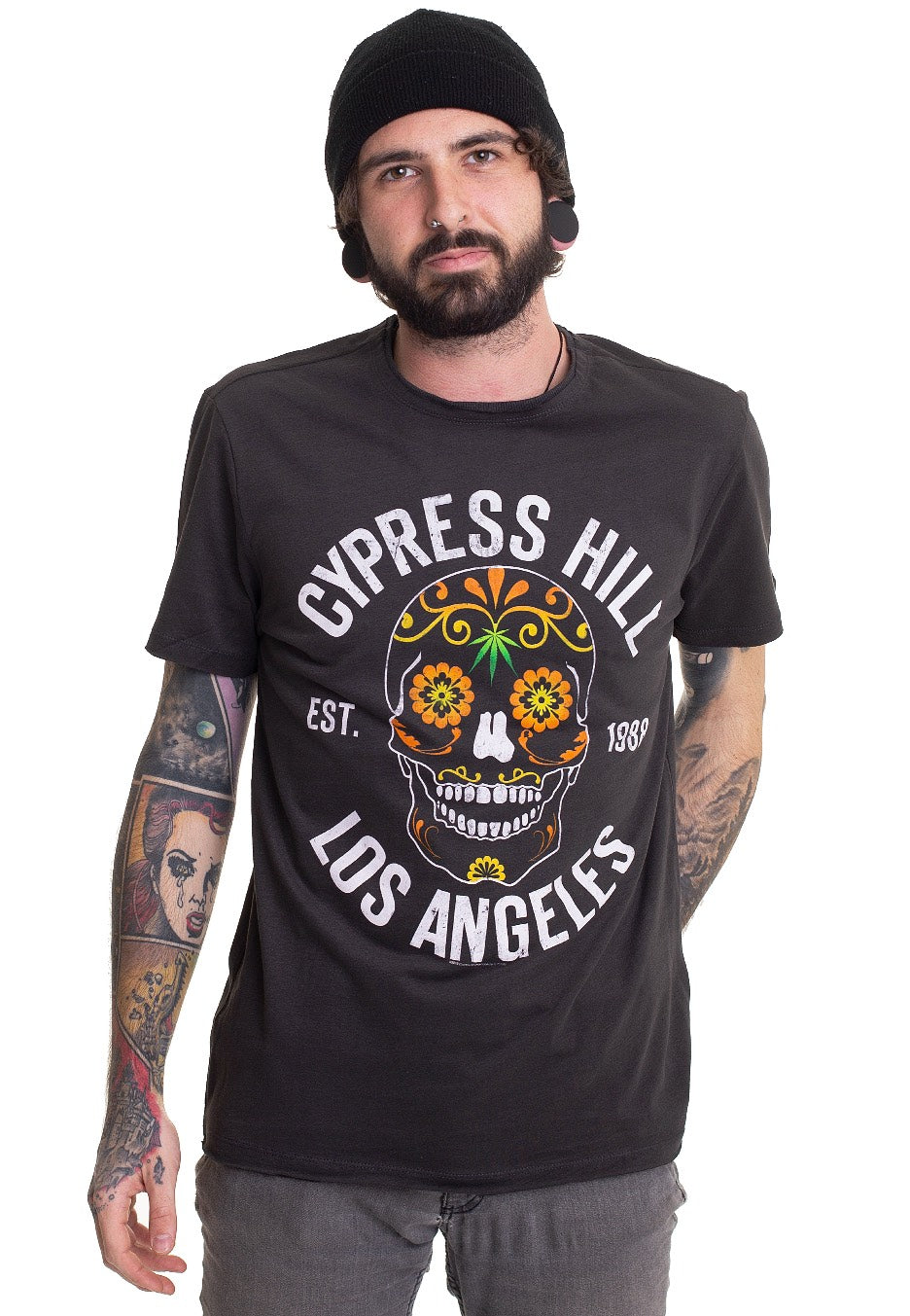 Cypress Hill - Floral Skull Grey - T-Shirt | Men-Image