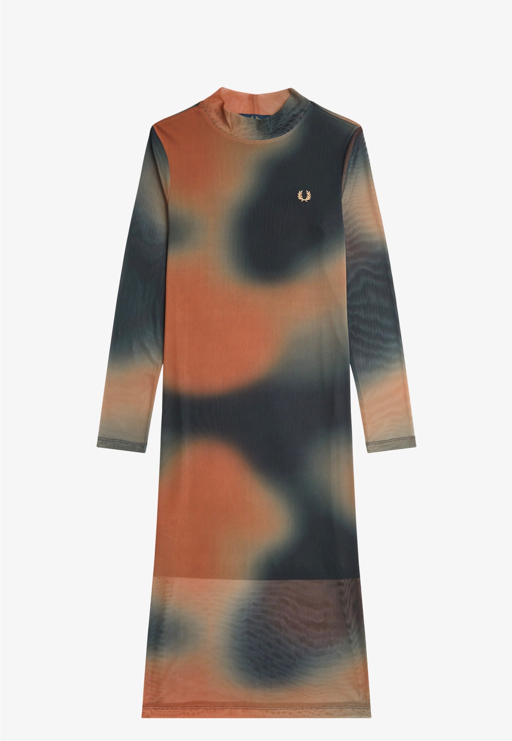 Fred Perry - Printed Mesh Mock Neck Night Green - Dress | Women-Image