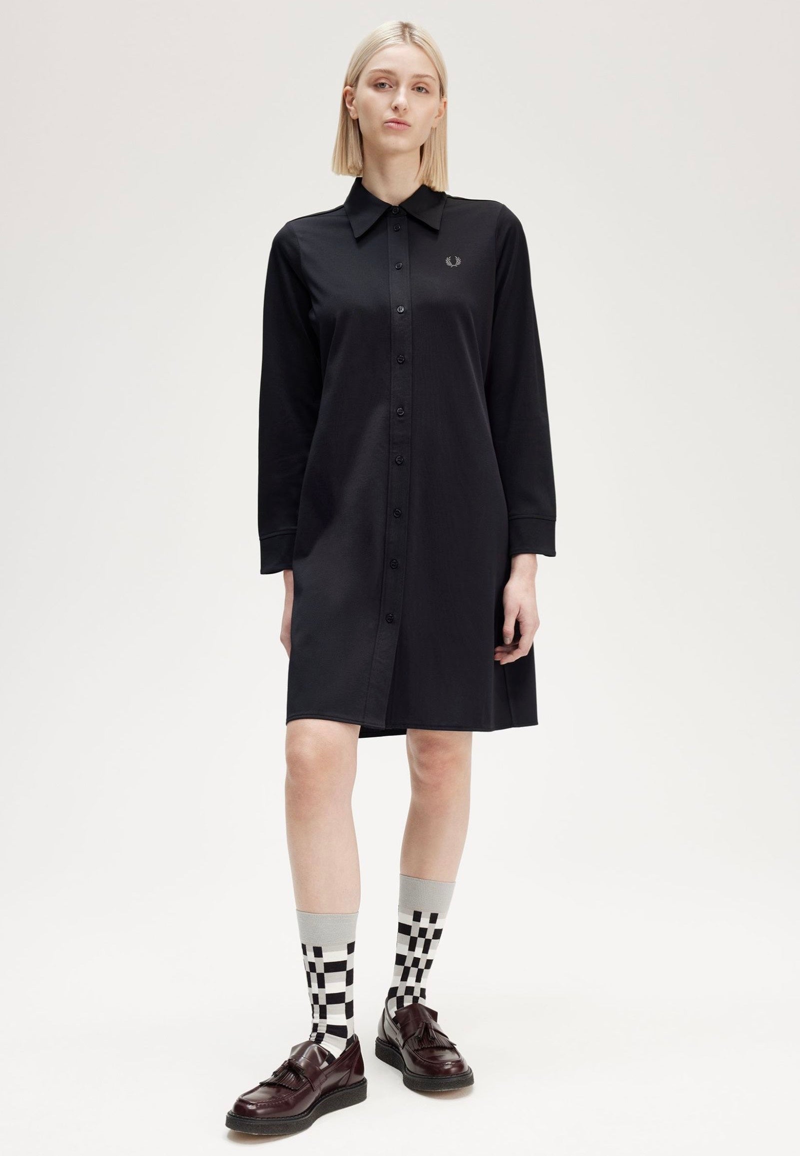 Fred Perry - Button Through Black - Dress | Women-Image