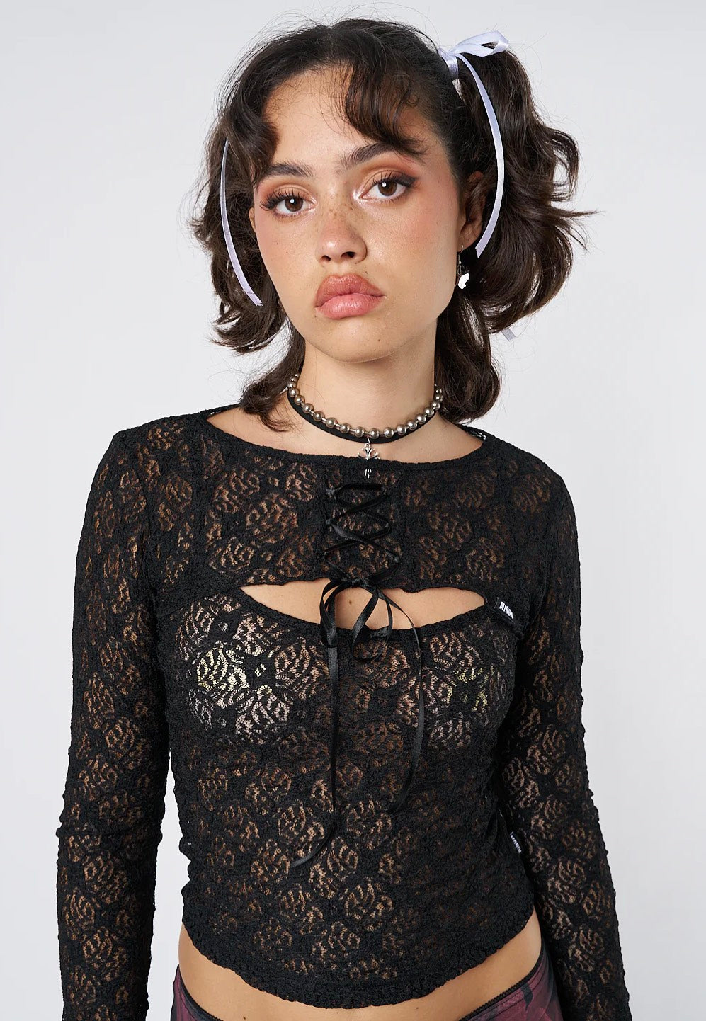 Minga London - Dahlia Black Shrug & Cami Lace Set - Top | Women-Image