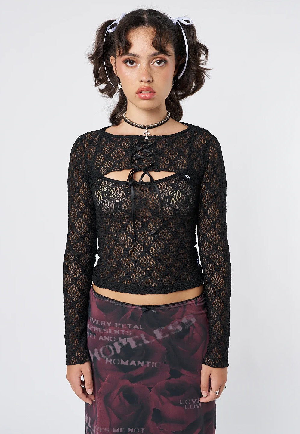 Minga London - Dahlia Black Shrug & Cami Lace Set - Top | Women-Image