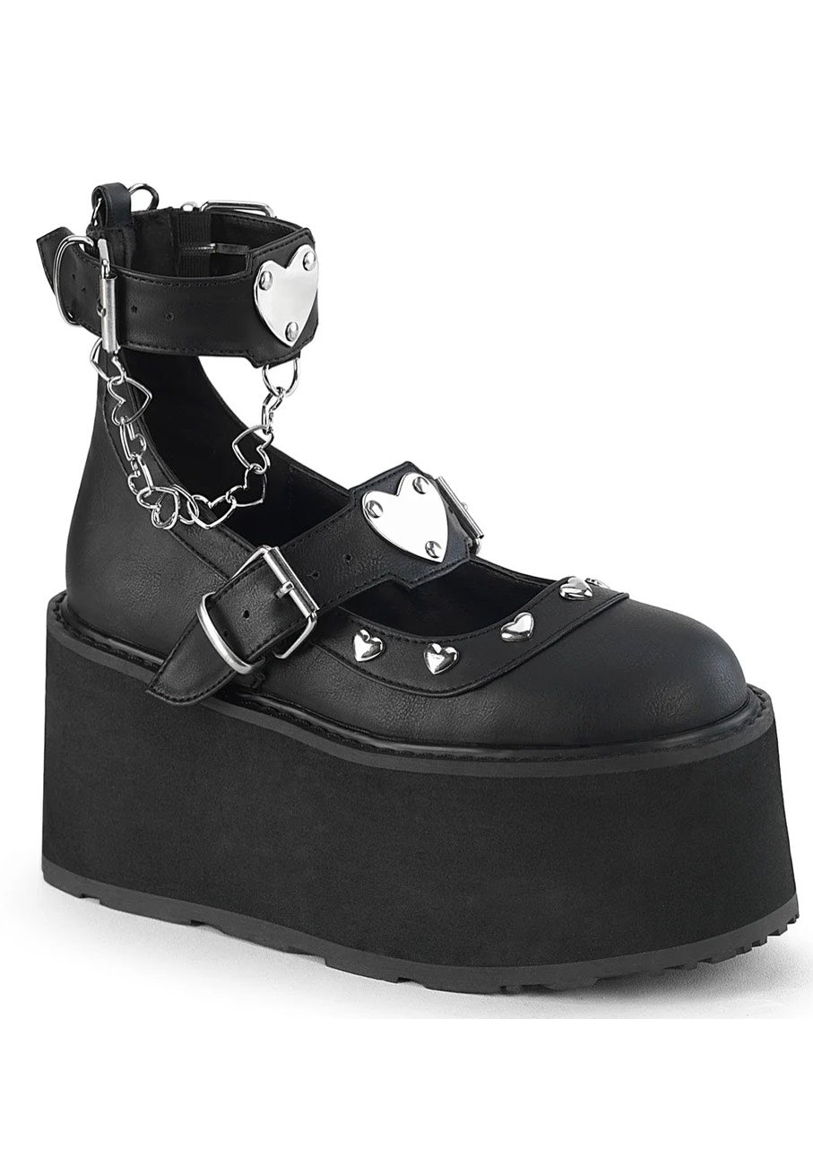 DemoniaCult - 4 1/2 Platform Dual Strap Black - Girl Shoes | Women-Image