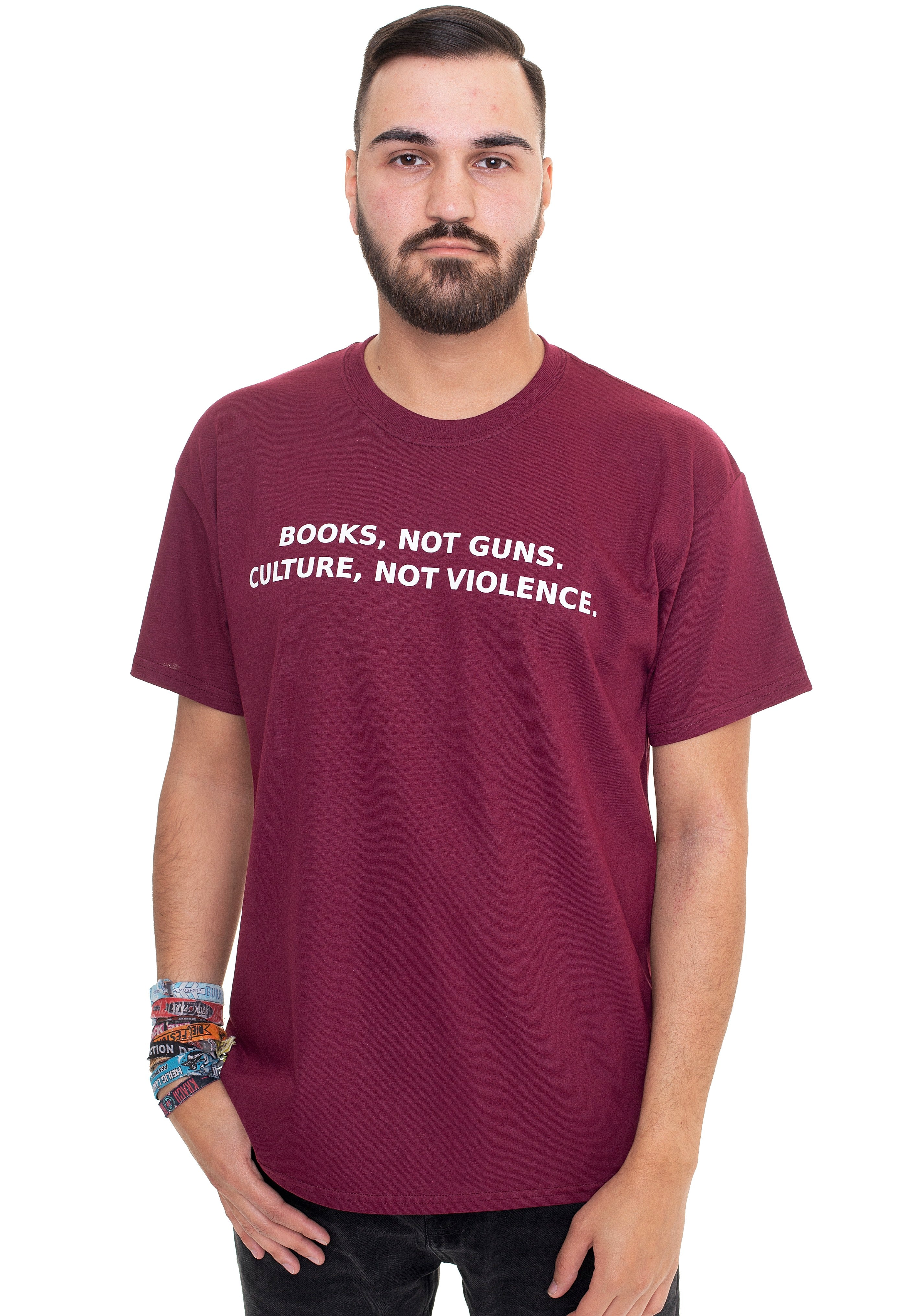 Dancitee - Books Not Guns Burgundy - T-Shirt | Men-Image