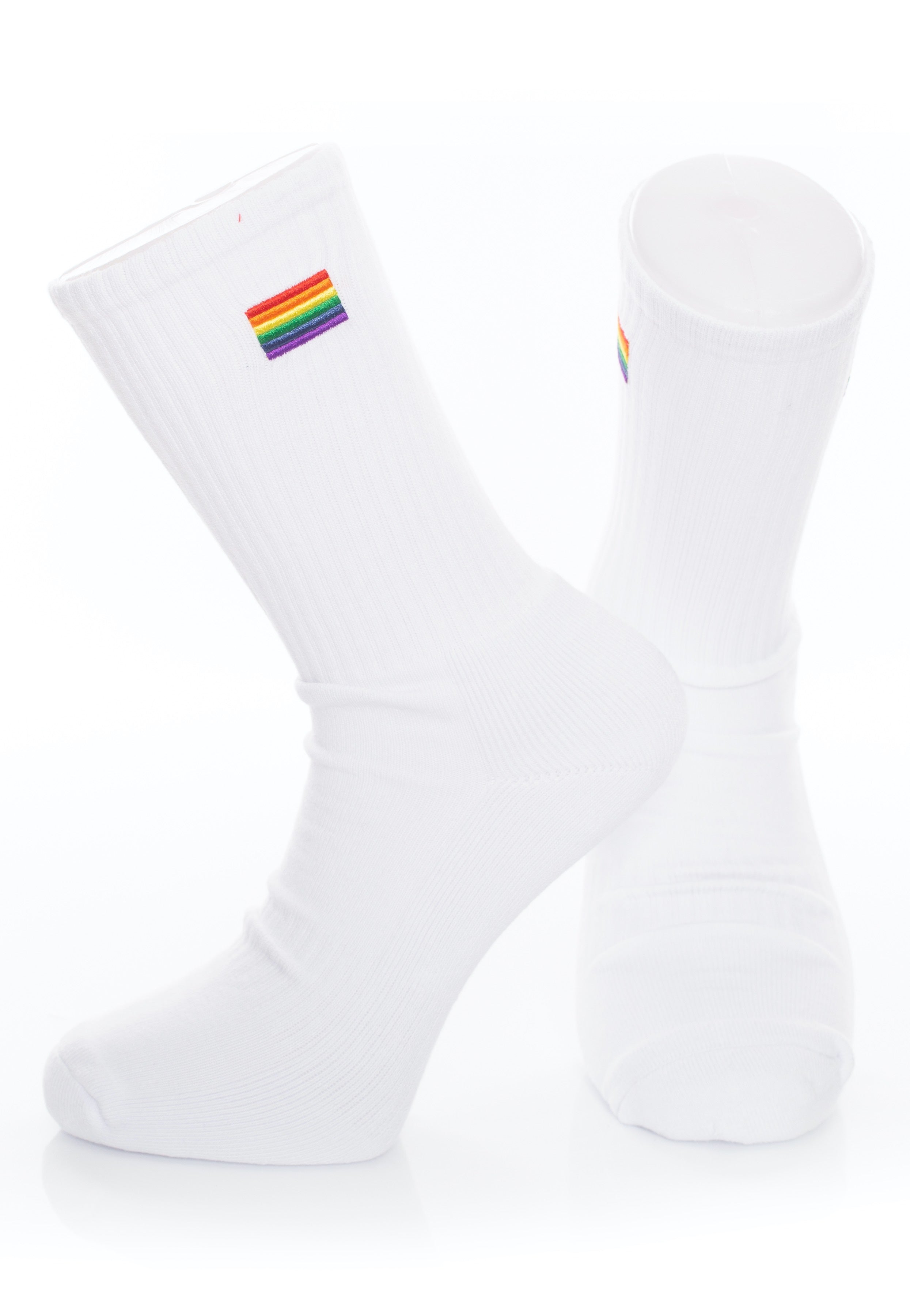 Dancitee - Rainbow Pride Flag Embroidery White - Socks | Neutral-Image