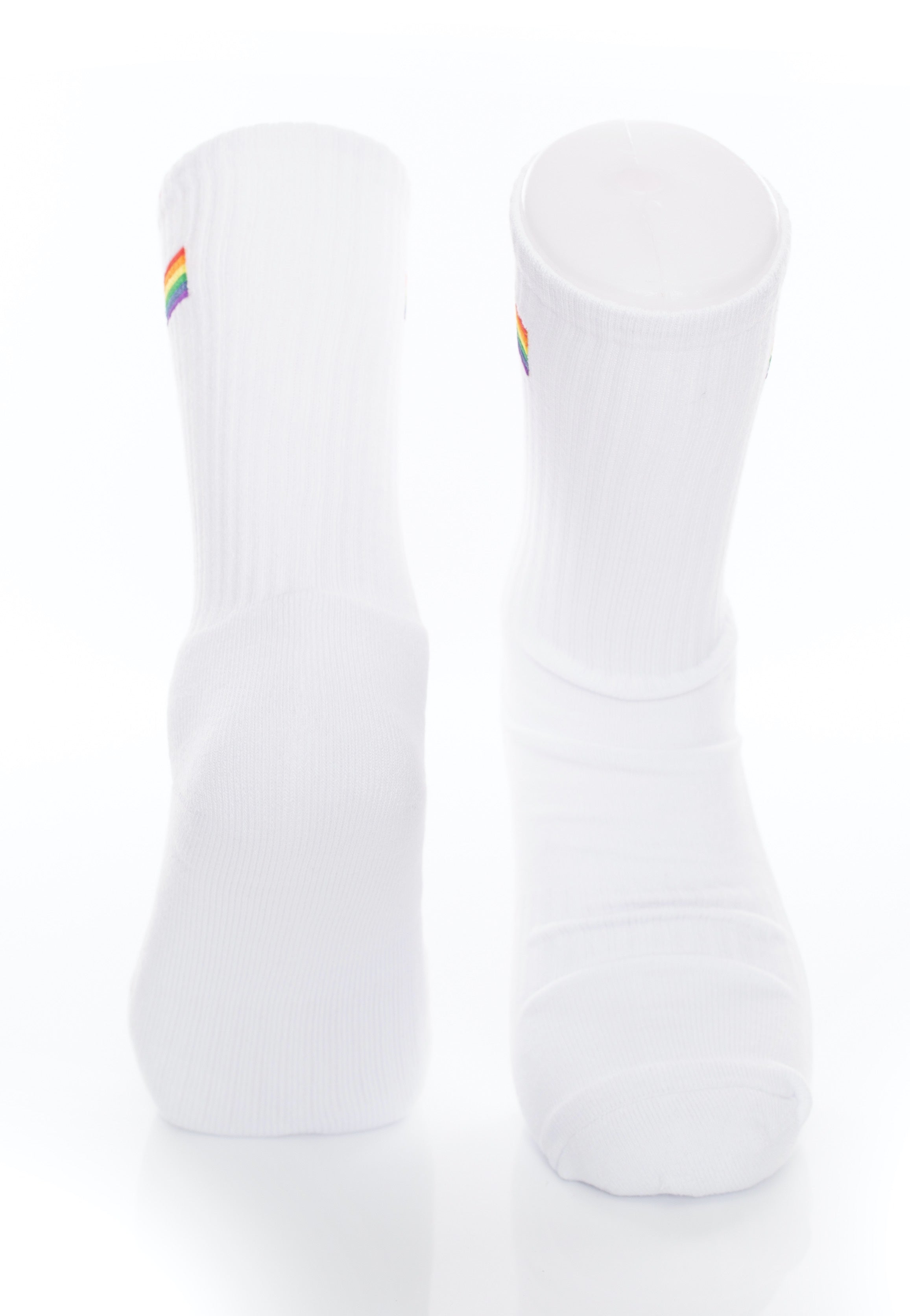 Dancitee - Rainbow Pride Flag Embroidery White - Socks | Neutral-Image