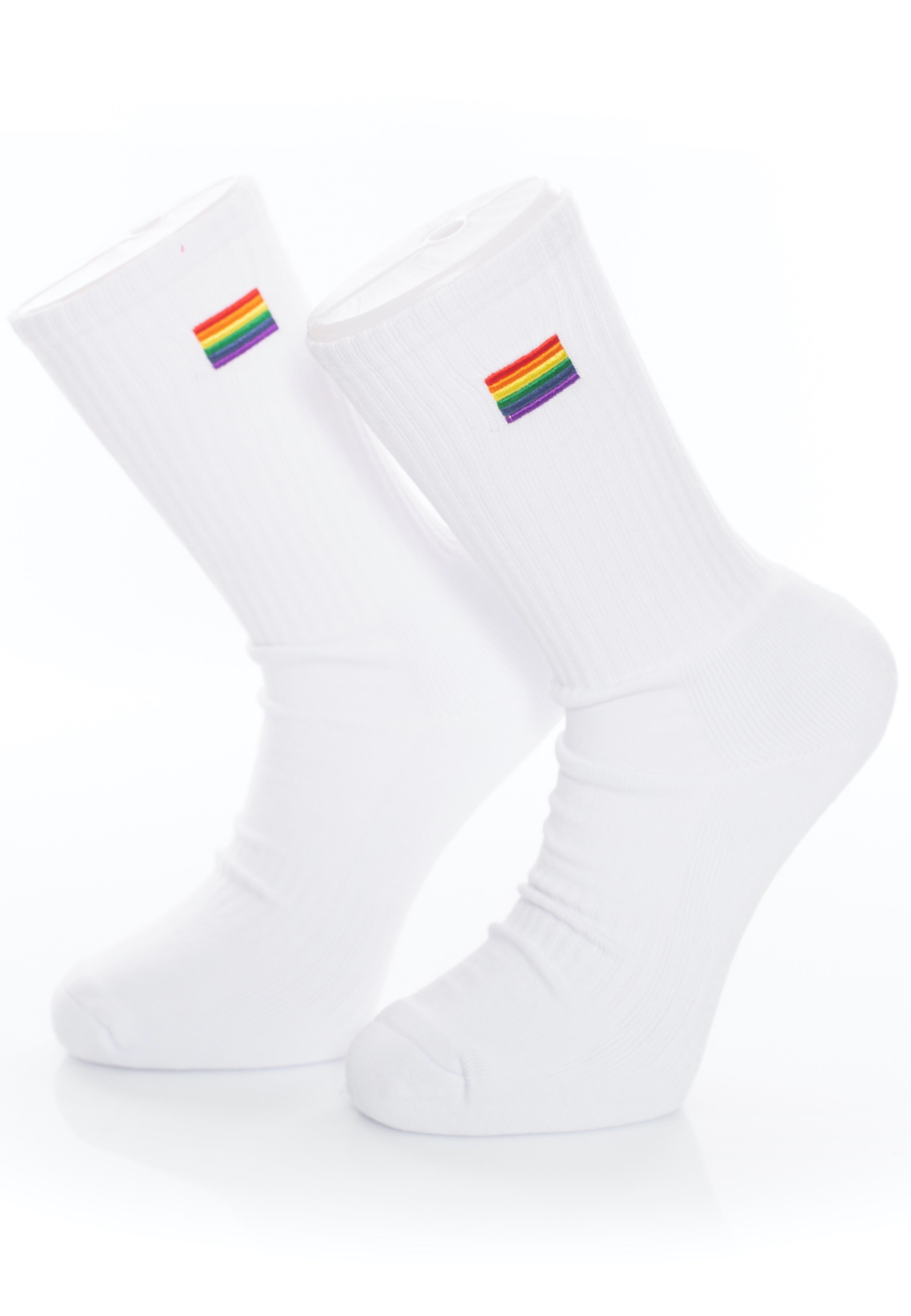 Dancitee - Rainbow Pride Flag Embroidery White - Socks | Neutral-Image