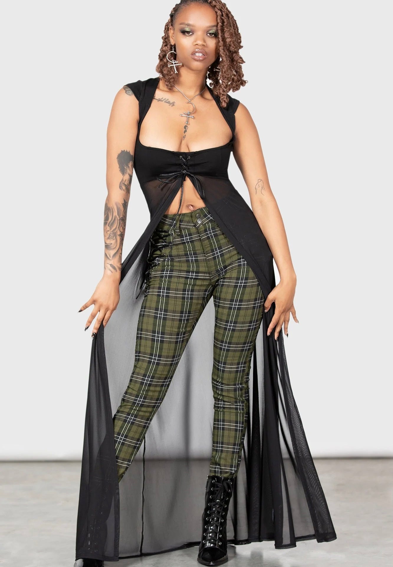 Killstar - Dark Canopy Green - Pants | Women-Image