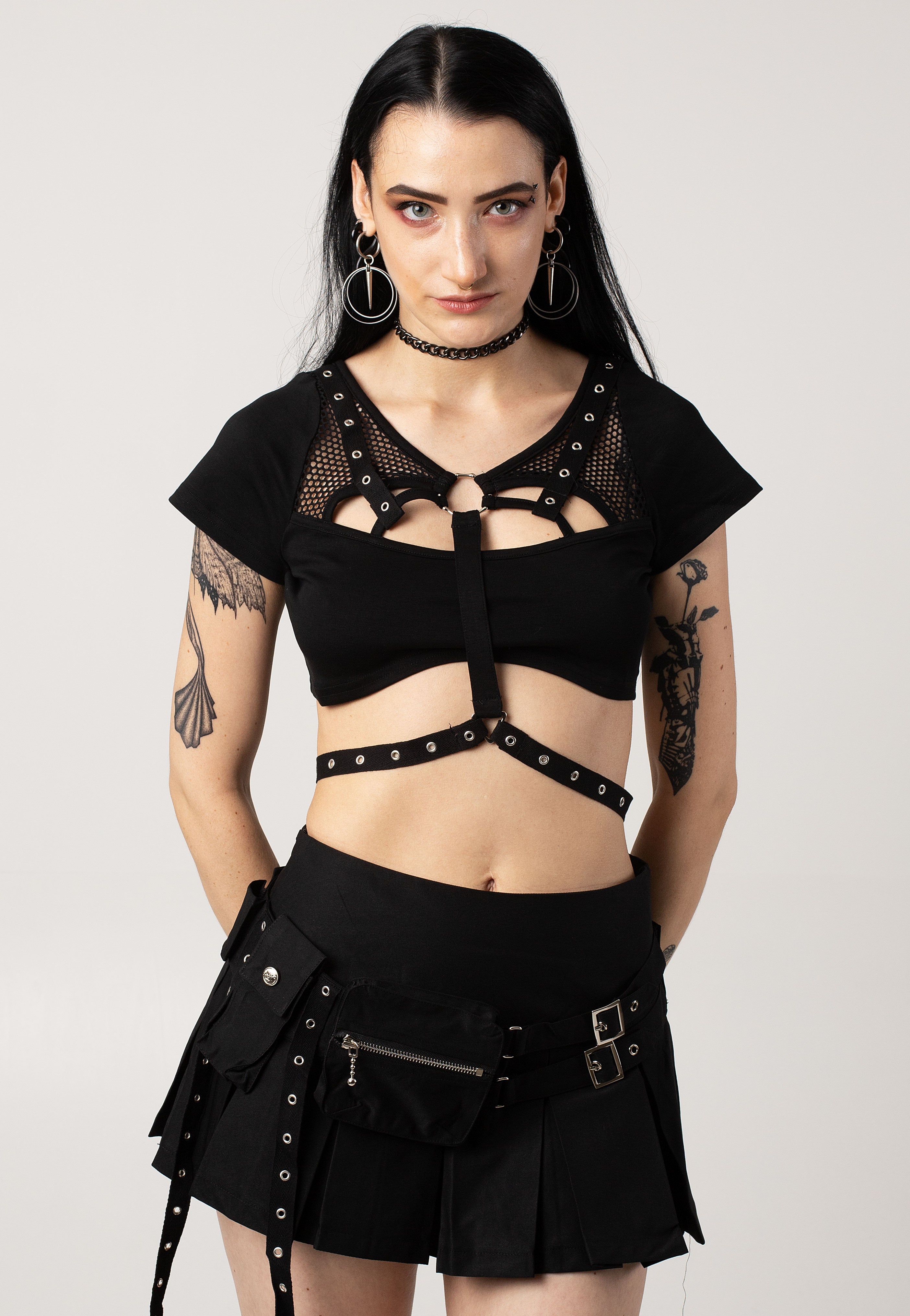 Dark In Love - Punk Rock Moto Crop Black - Top | Women-Image