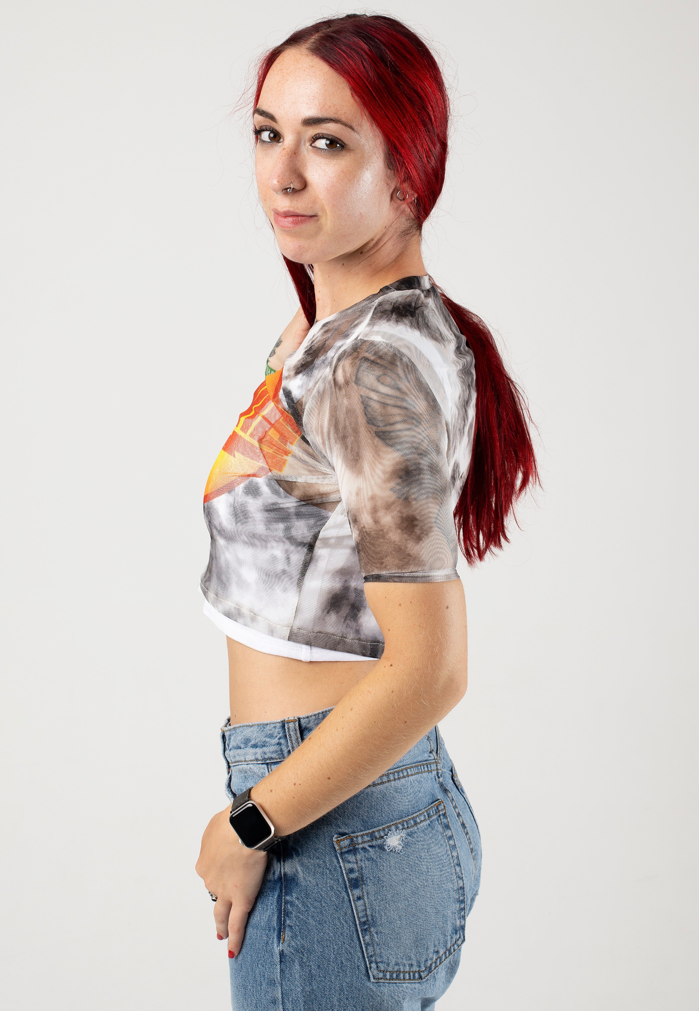 David Bowie - Diamond Dogs Logo Mesh Cropped - Girly | Women-Image