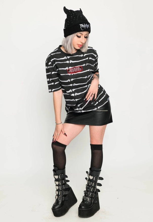 Broken Promises - Bone Dry Stripe Knit Black - T-Shirt | Women-Image