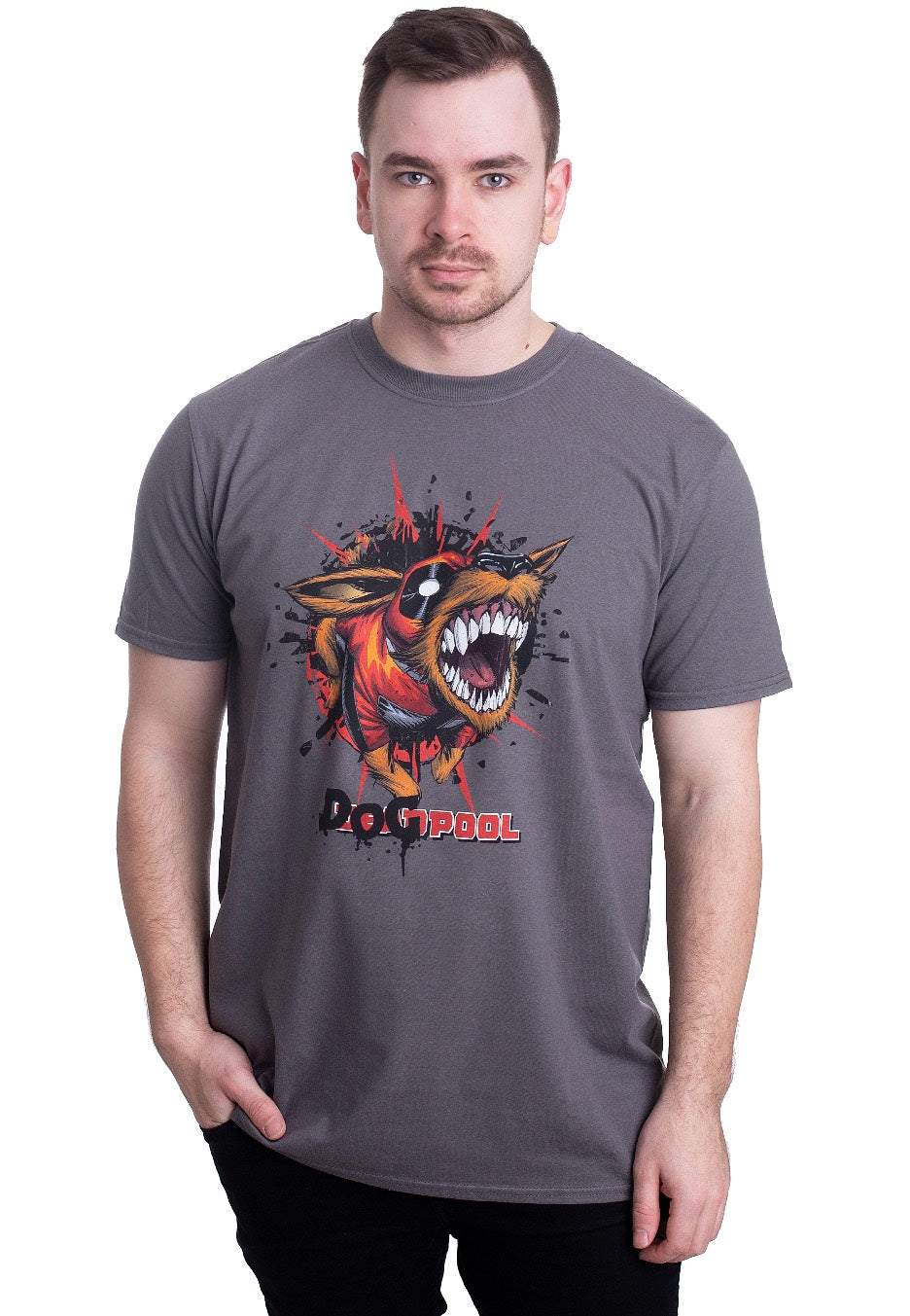 Deadpool - Dogpool Anthracite Melange - T-Shirt | Men-Image