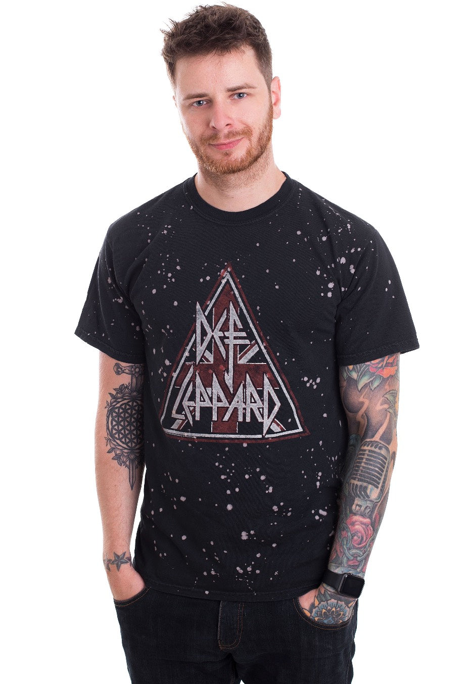 Def Leppard - Pyramid Logo Spot Bleached - T-Shirt | Men-Image