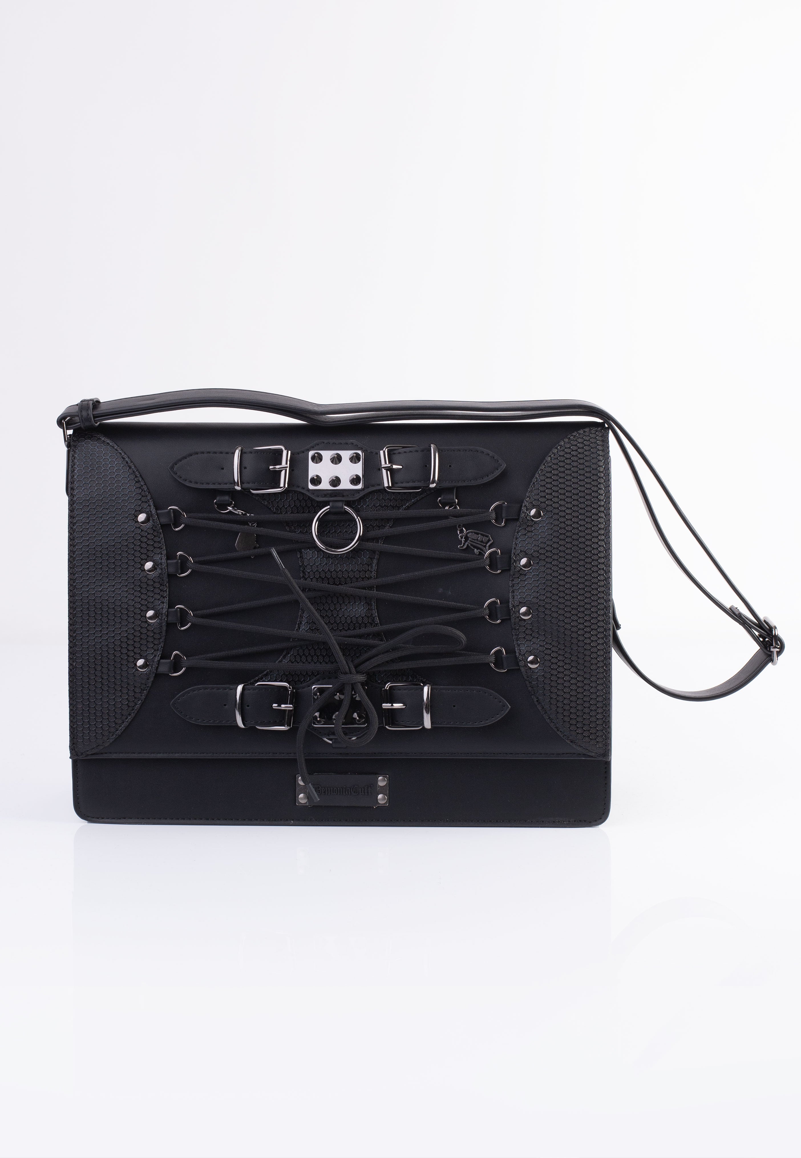 DemoniaCult - Faux Leather Large Crossbody Black - Messenger Bag | Neutral-Image