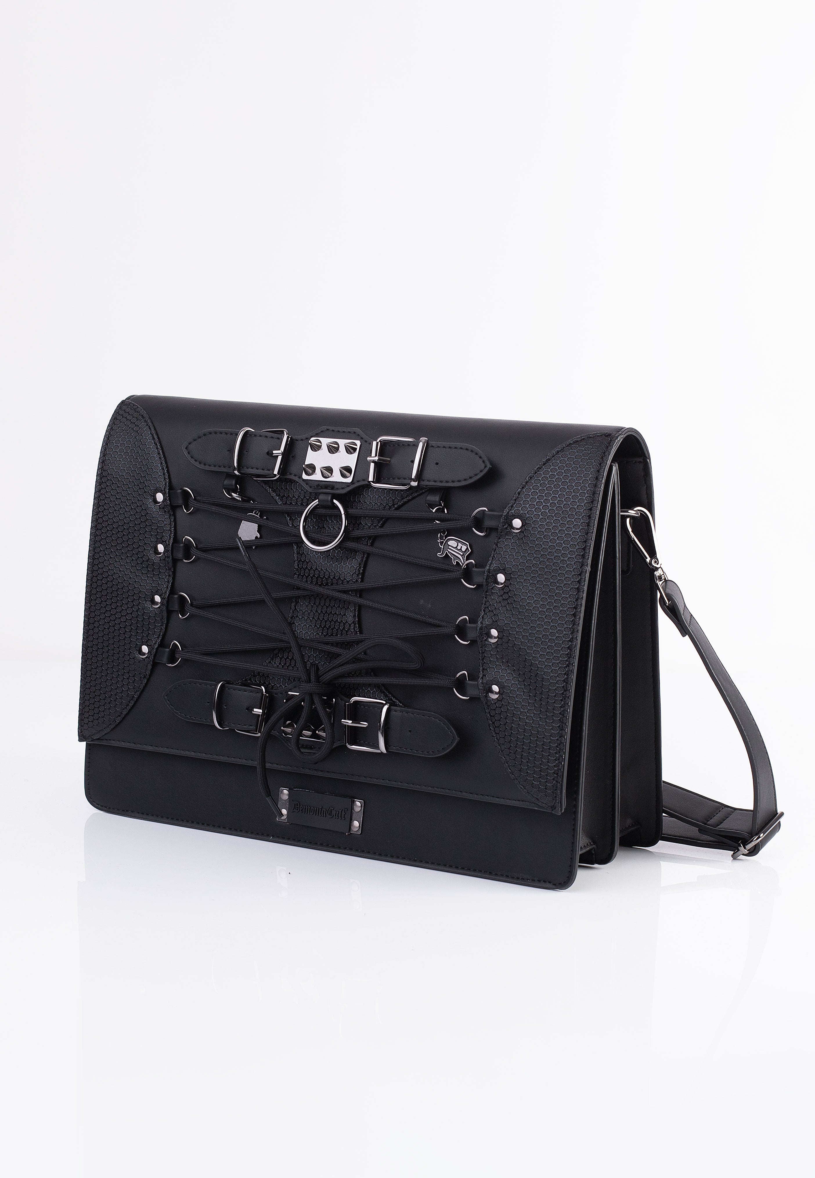 DemoniaCult - Faux Leather Large Crossbody Black - Messenger Bag | Neutral-Image