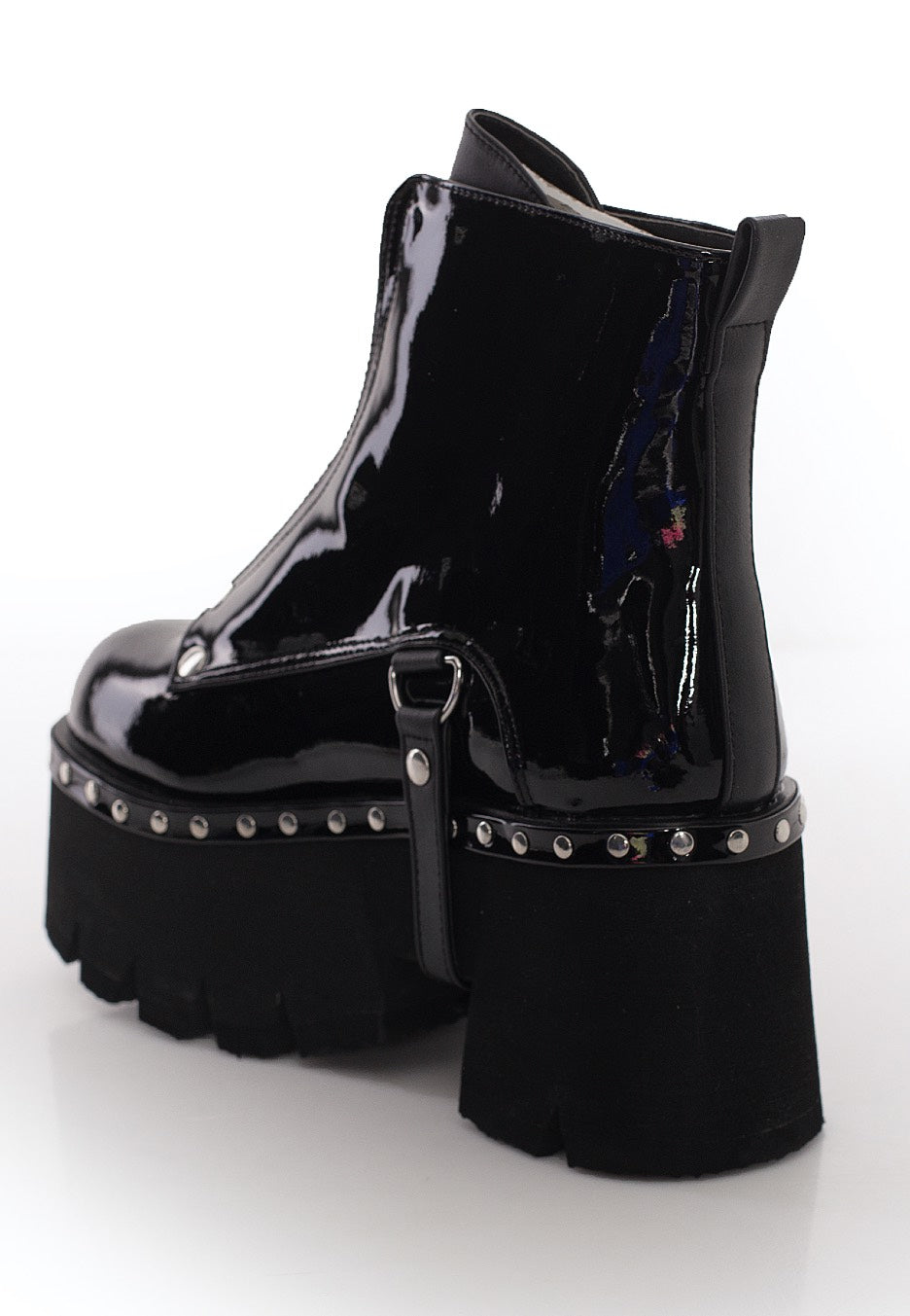 DemoniaCult - Ashes 100 Metal Front Zip Patent Vegan Leather - Girl Shoes | Women-Image