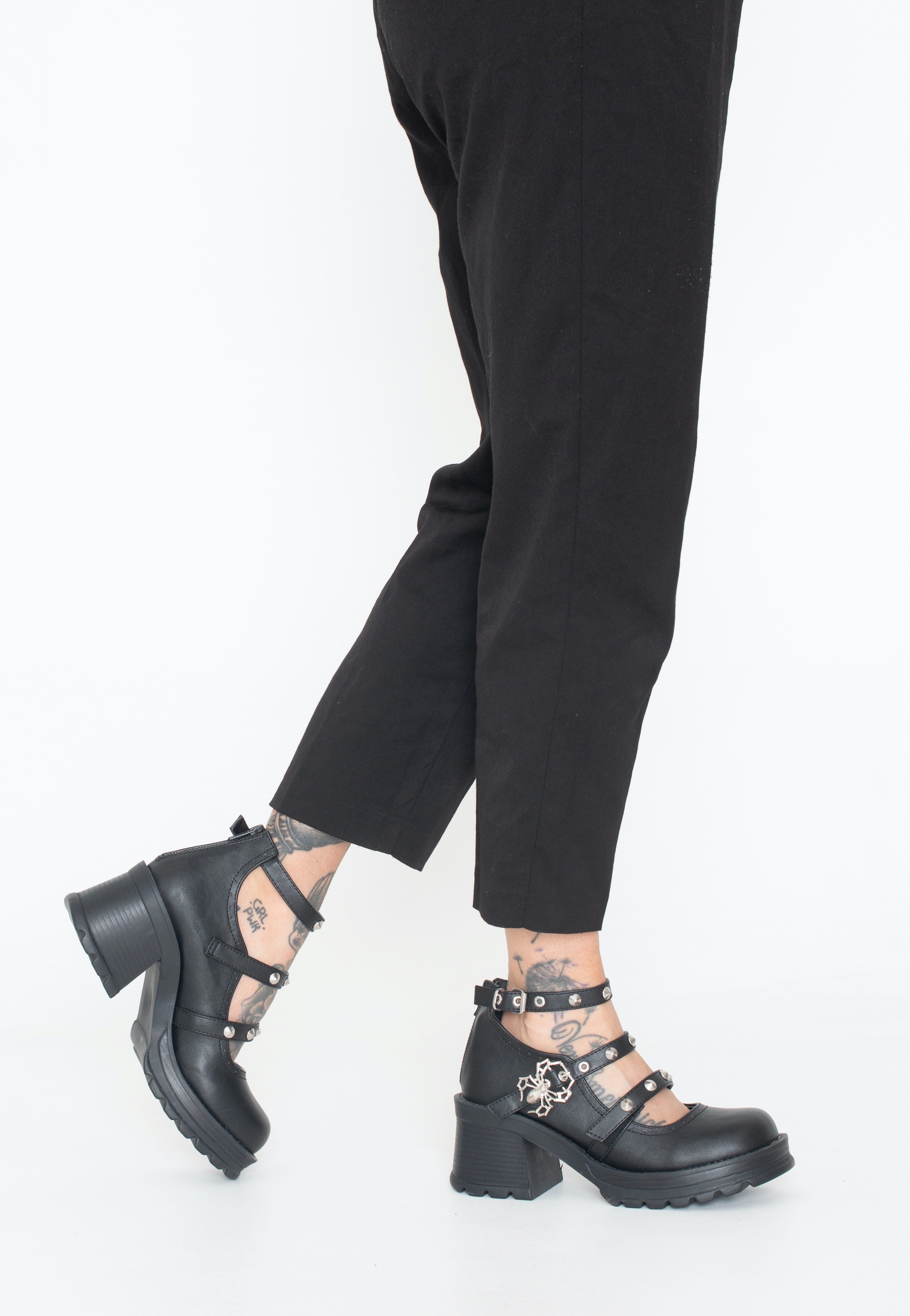 DemoniaCult - Bratty 30 Black Vegan Leather - Girl Sandals | Women-Image