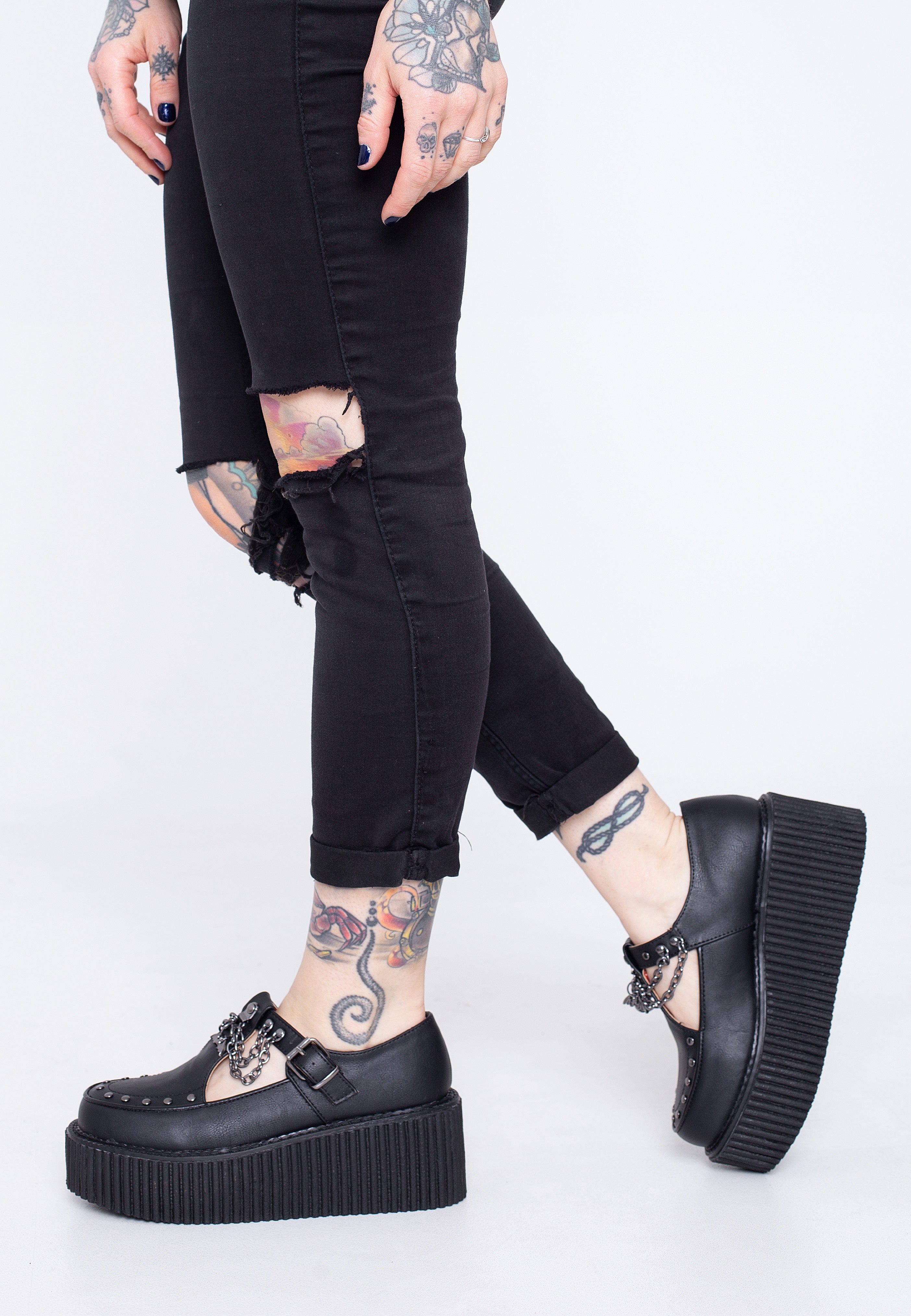 DemoniaCult - Creeper 215 Black Vegan Leather - Girl Shoes | Women-Image