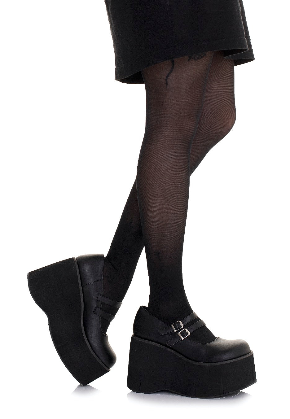 DemoniaCult - Kera Goth Punk Lolita Double Strap Black - Heels | Women-Image