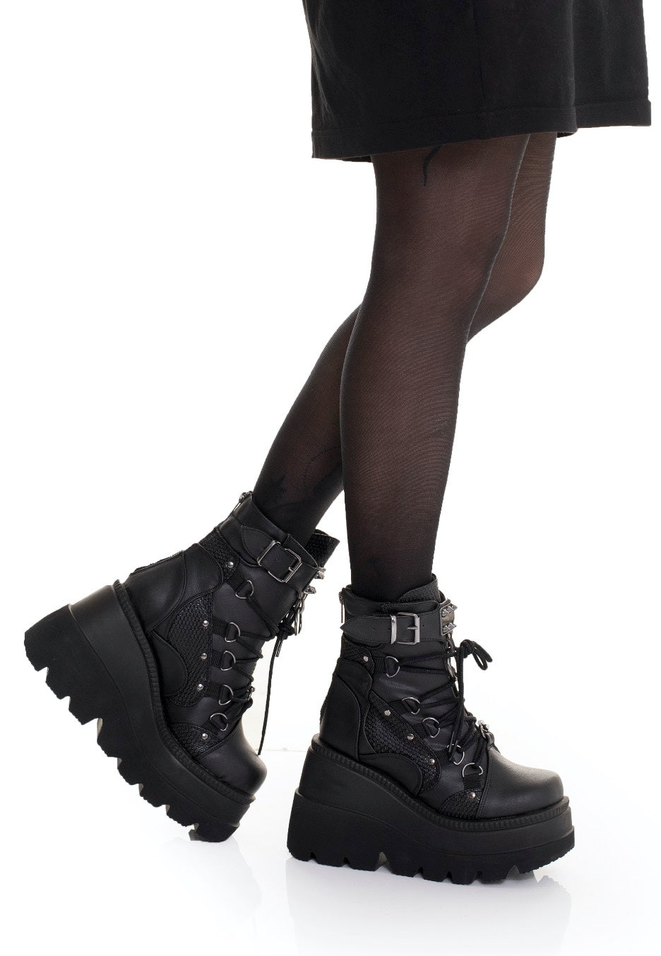 DemoniaCult - Shaker 60 Black Vegan Leather - Girl Shoes | Women-Image