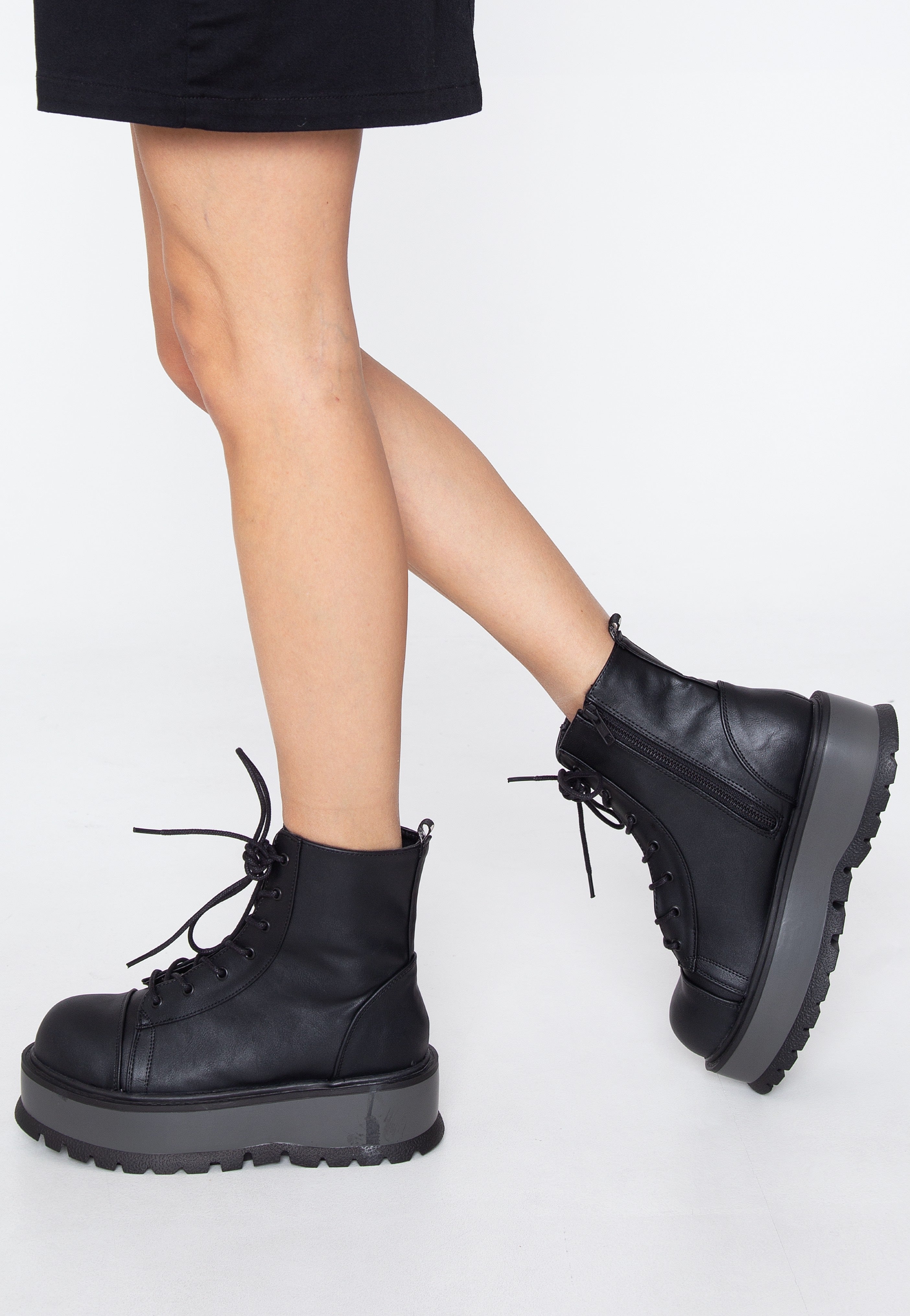 DemoniaCult - Slacker 55 Black Vegan Leather - Girl Shoes | Women-Image