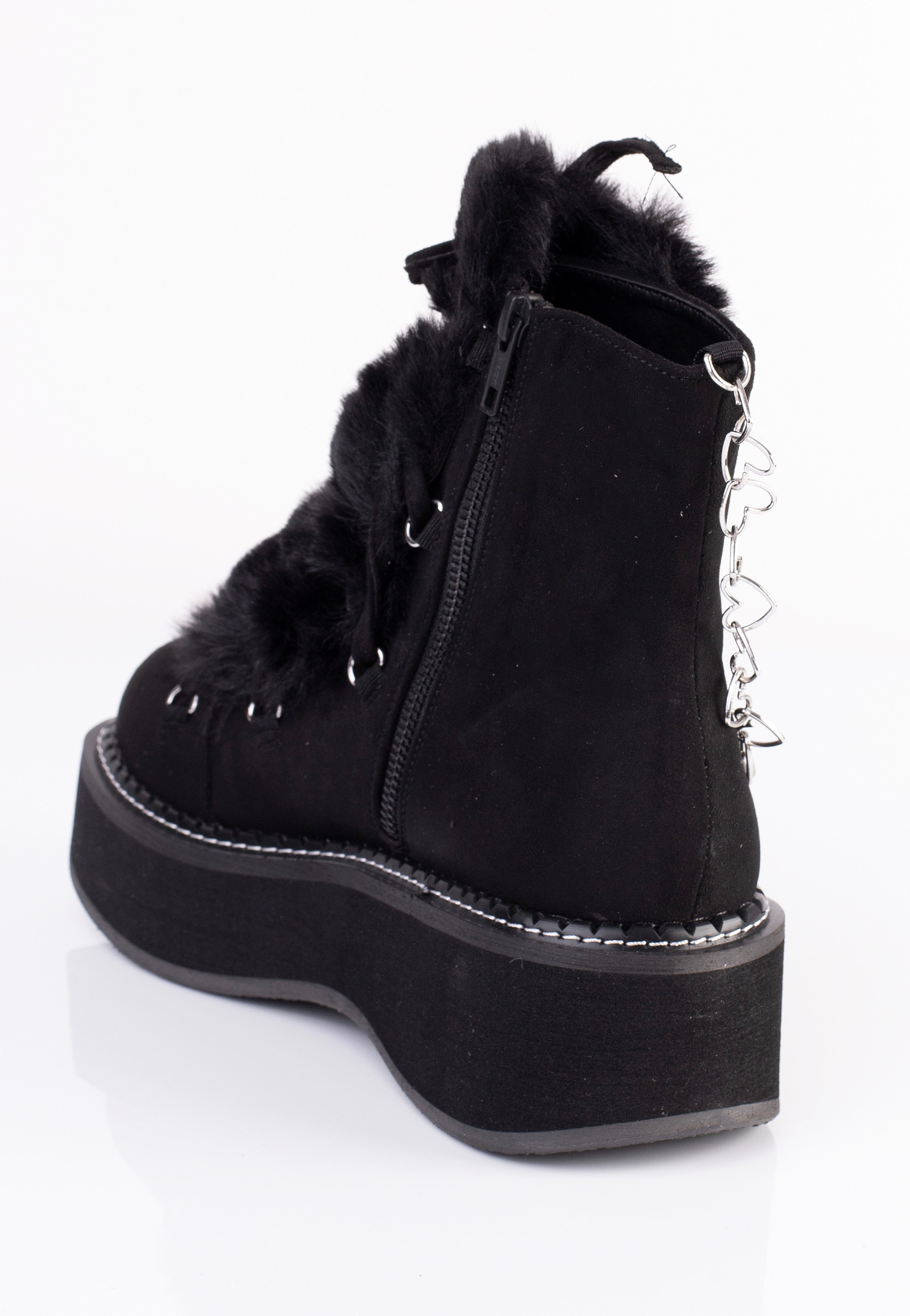 DemoniaCult - Emily 55 Black Vegan Suede Faux Fur - Girl Shoes | Women-Image