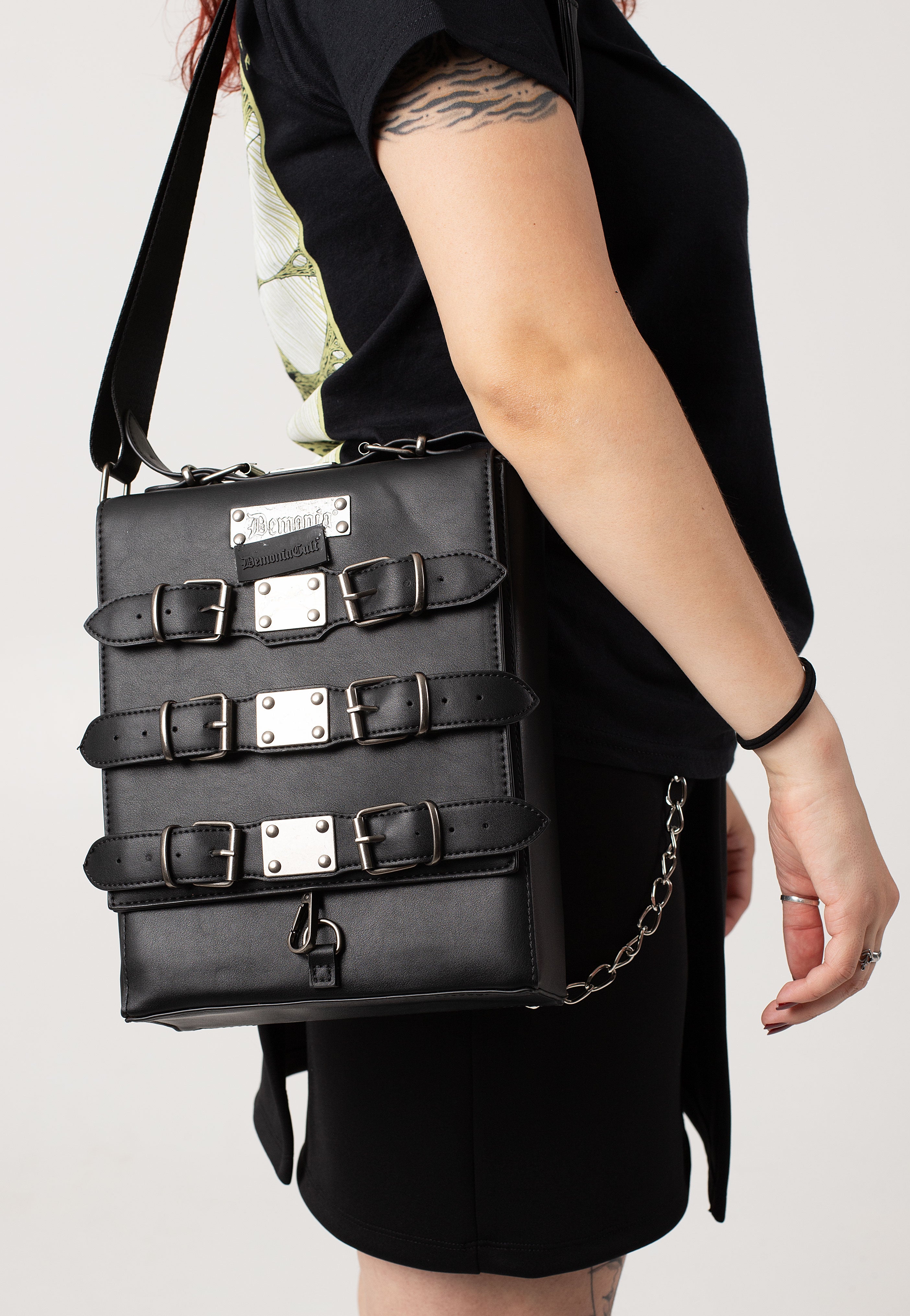 DemoniaCult - Faux Leather Crossbody Black - Messenger Bag | Neutral-Image