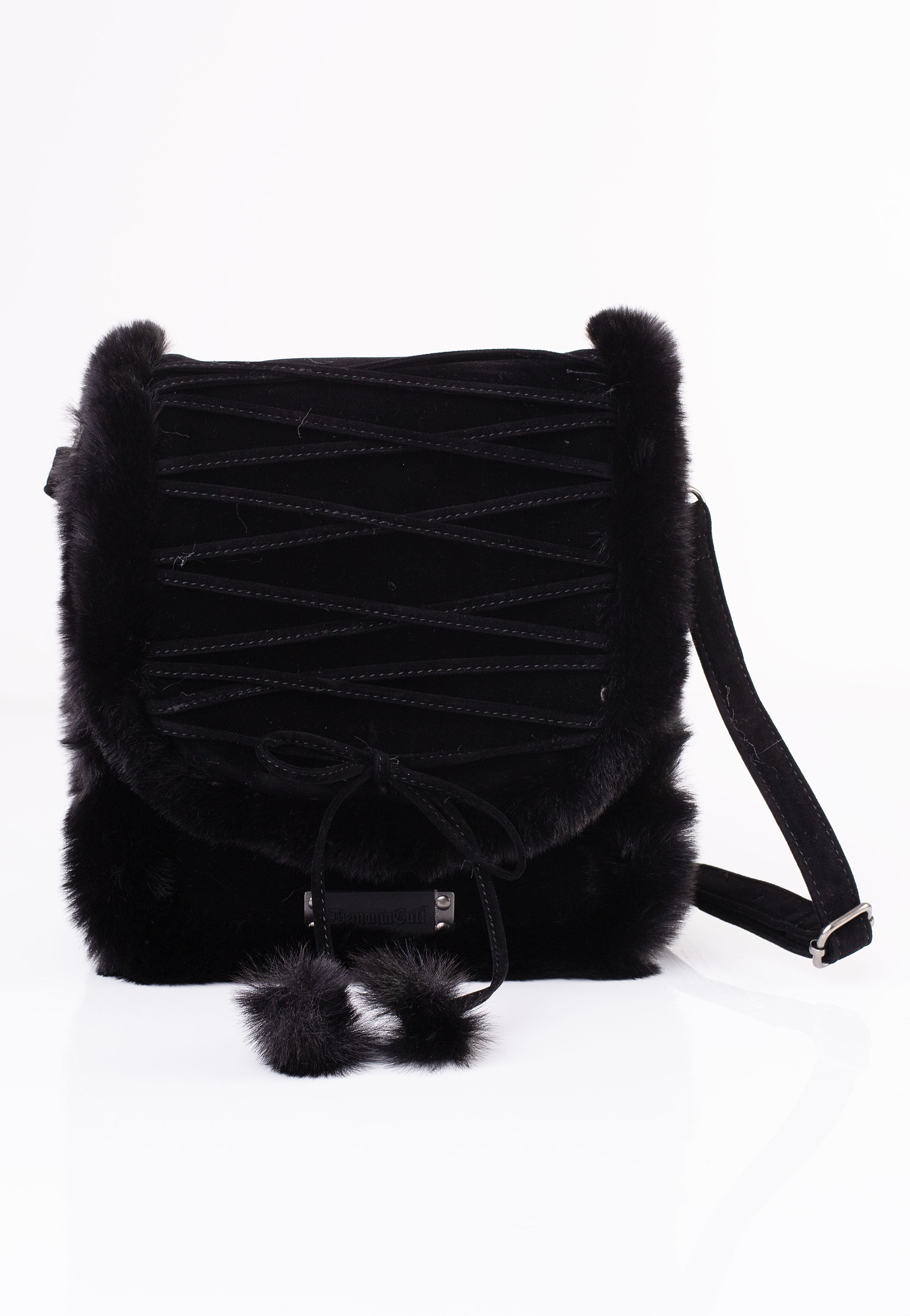 DemoniaCult - Faux Suede And Fur Crossbody Black - Bag | Neutral-Image