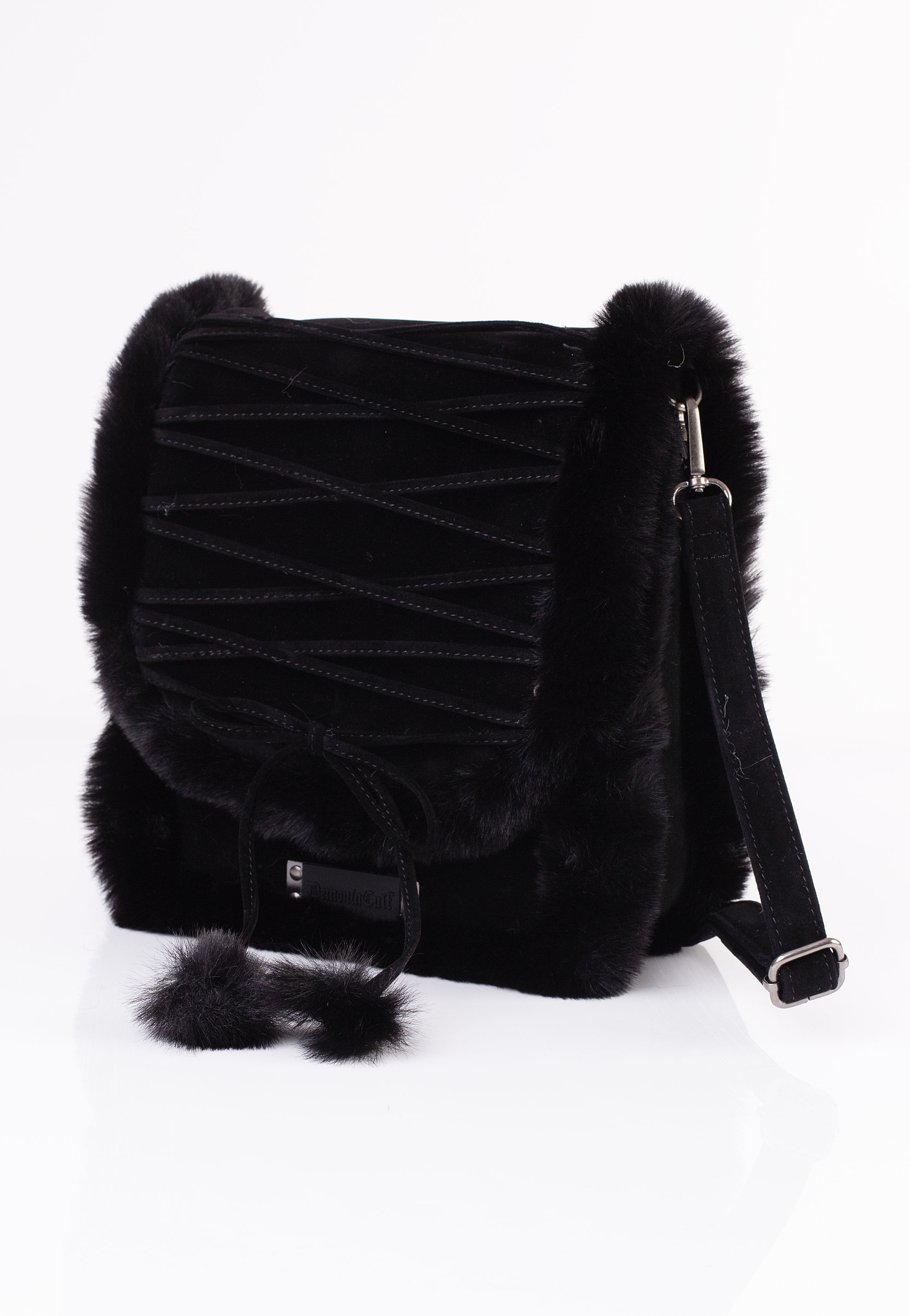 DemoniaCult - Faux Suede And Fur Crossbody Black - Bag | Neutral-Image