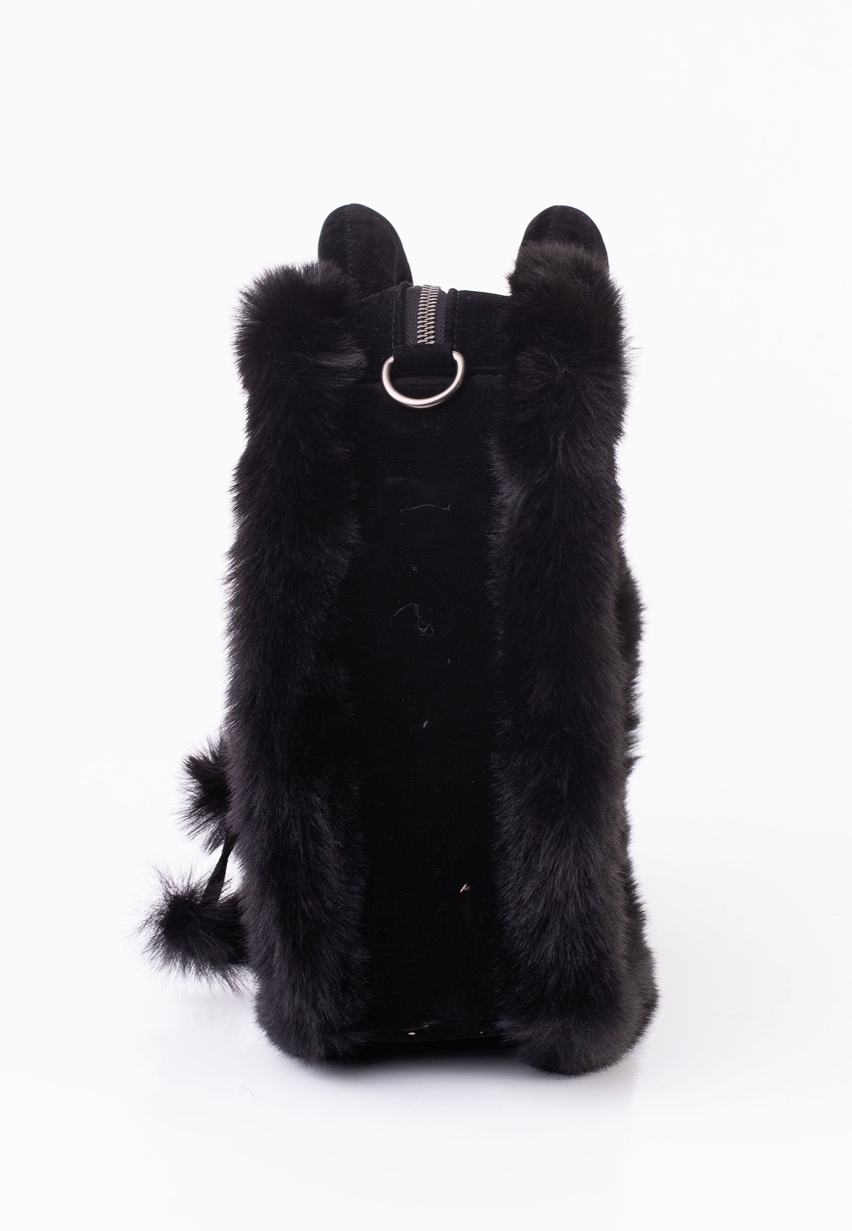 DemoniaCult - Faux Suede And Fur Heart Shaped Black - Bag | Neutral-Image