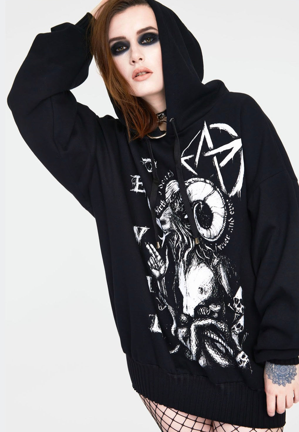 Jawbreaker - Devil Tarot Oversized Black - Hoodie | Women-Image