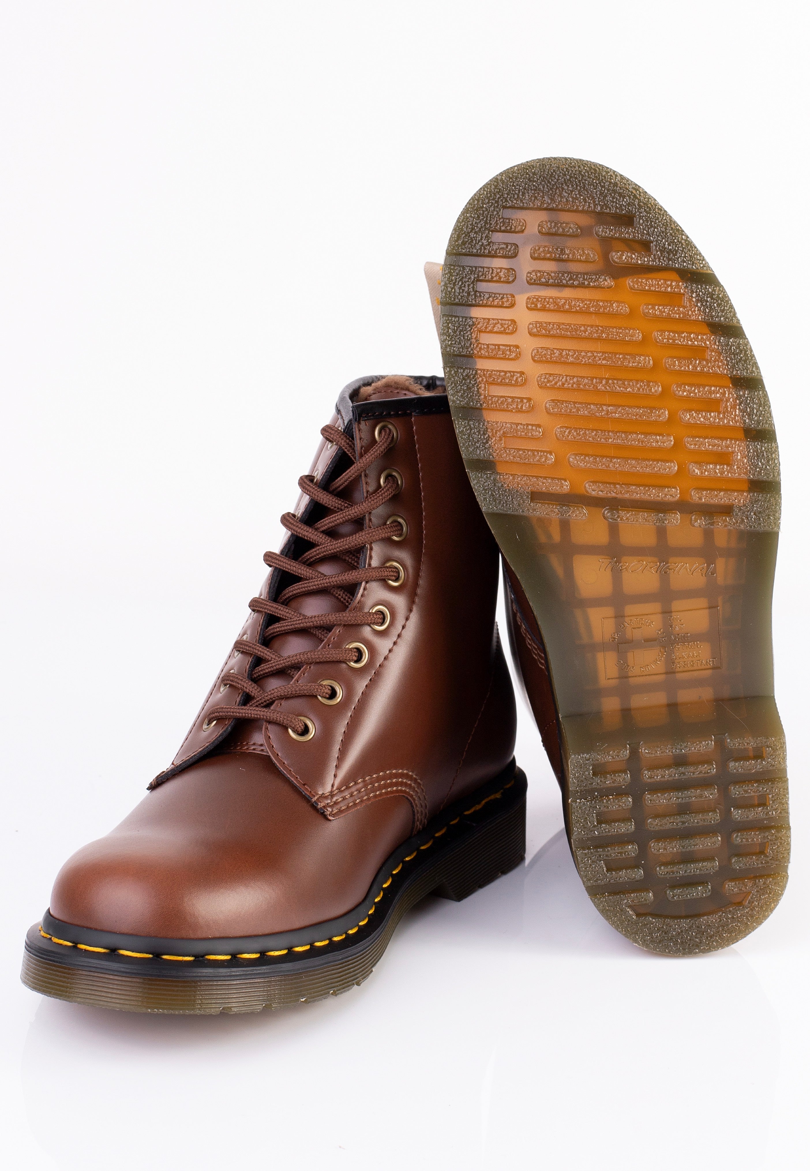 Dr. Martens - Vegan 1460 Brown Norfolk Flat & Brown Borg Fleece - Shoes | Men-Image