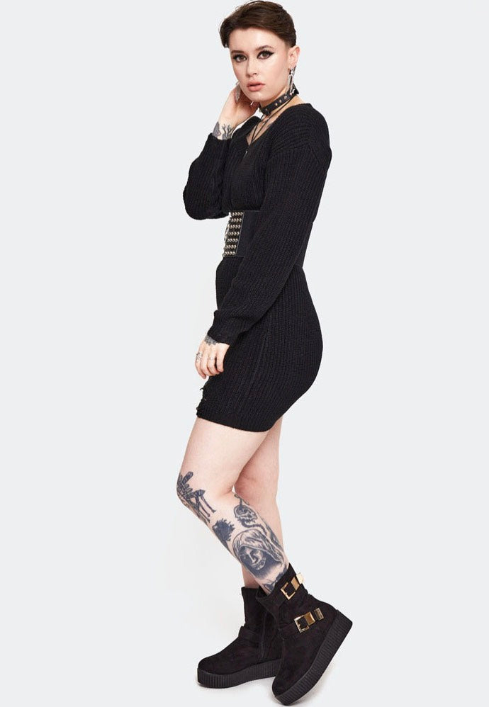 Jawbreaker - Ripped Knitted Black - Dress | Women-Image