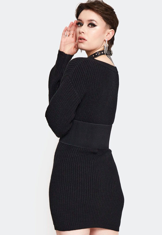 Jawbreaker - Ripped Knitted Black - Dress | Women-Image