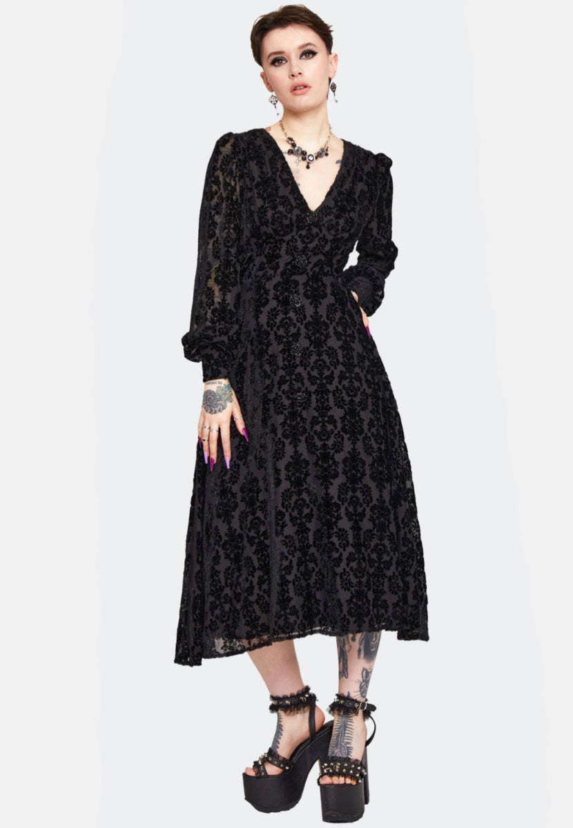 Jawbreaker - Devore With Rise Button Black - Dress | Women-Image