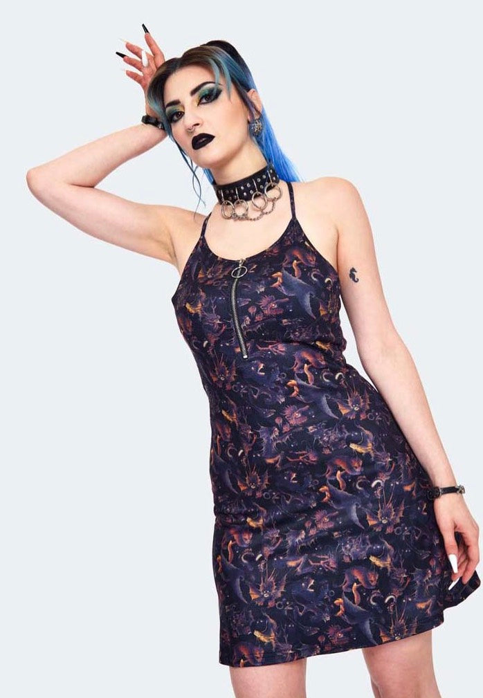 Jawbreaker - Paradise Lost Print Slip Black - Dress | Women-Image